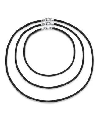 Set of 3 Satin Black Silk Cord Necklace for Pendant Layering Multiple Lengths by Bling Jewelry