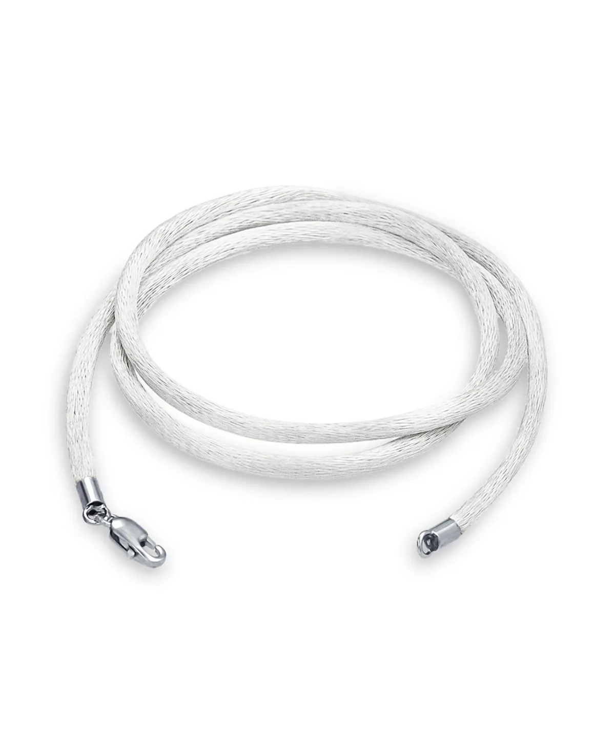 Cream 1MM Satin Silk Cord Necklace with Silver Lobster Claw by Bling Jewelry