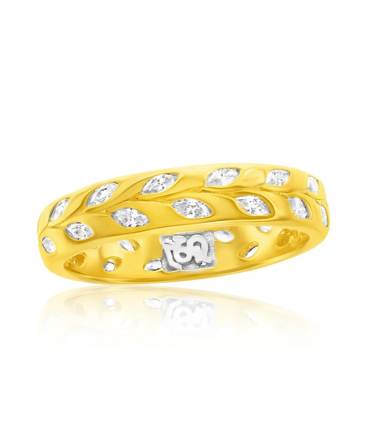 Suzy Levian Sterling Marquise Cubic Zirconia Botanical Leaf Eternity Band Ring by Suzy Levian New York