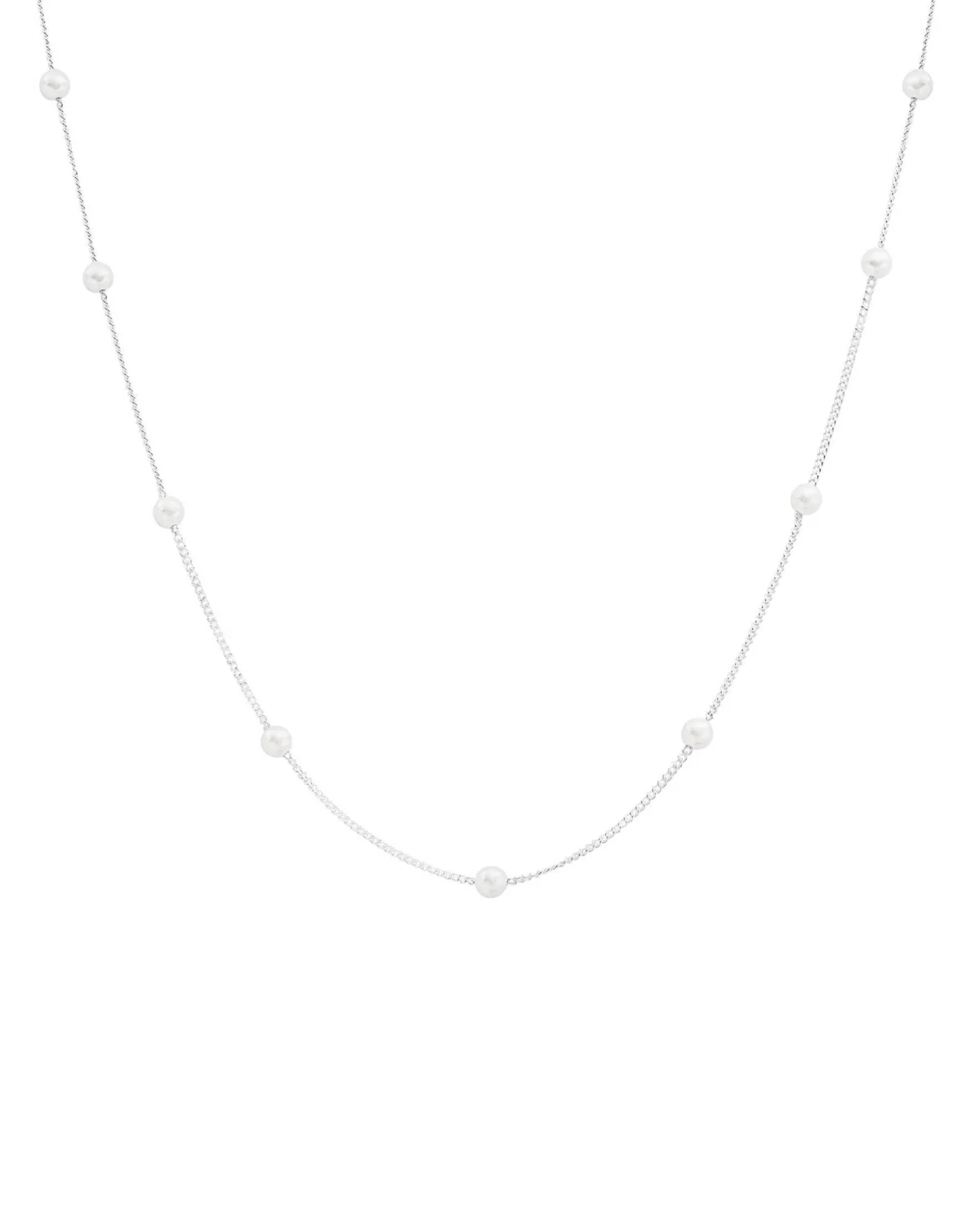 Sterling Silver Infinite Cultured Pearl Necklace