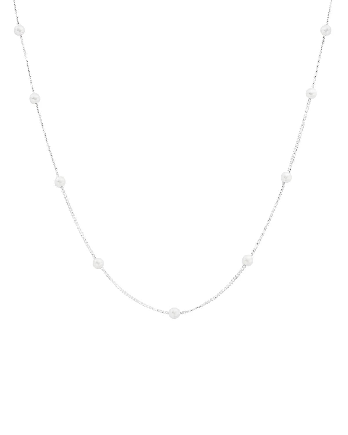 Sterling Silver Infinite Cultured Pearl Necklace
