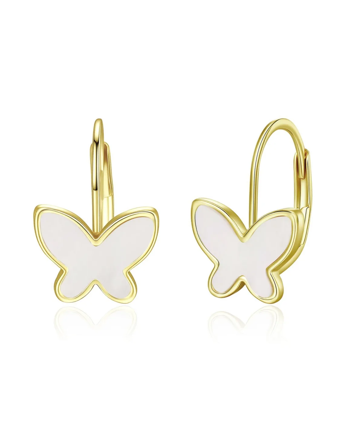 14K Yellow Gold-Plated Mother of Pearl Butterfly Dangle Earrings by Gigigirl