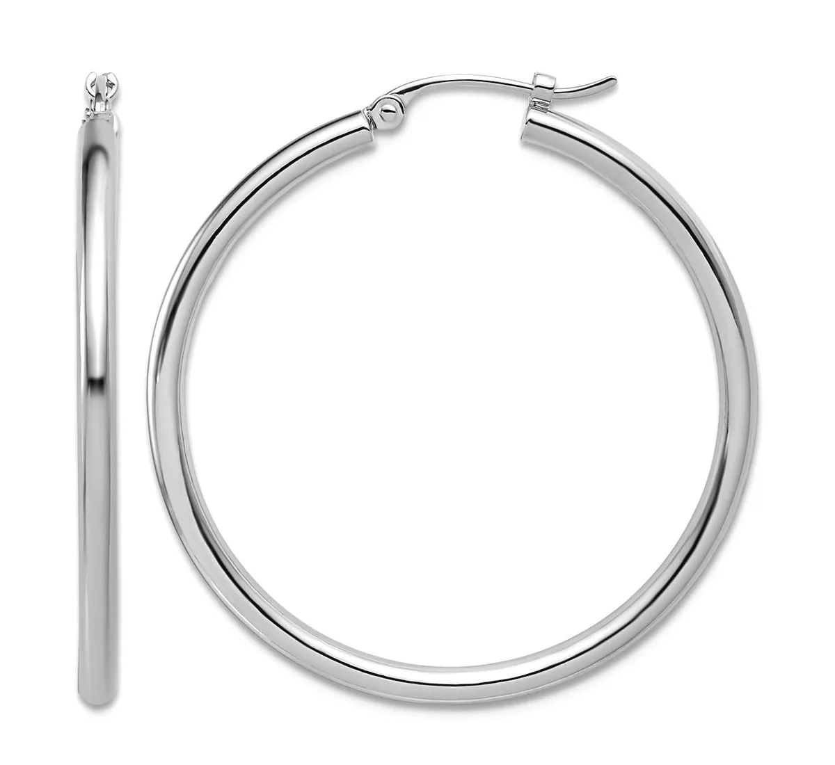 Solid 950 Platinum Classic Hoop Earrings by Curata Jewelry