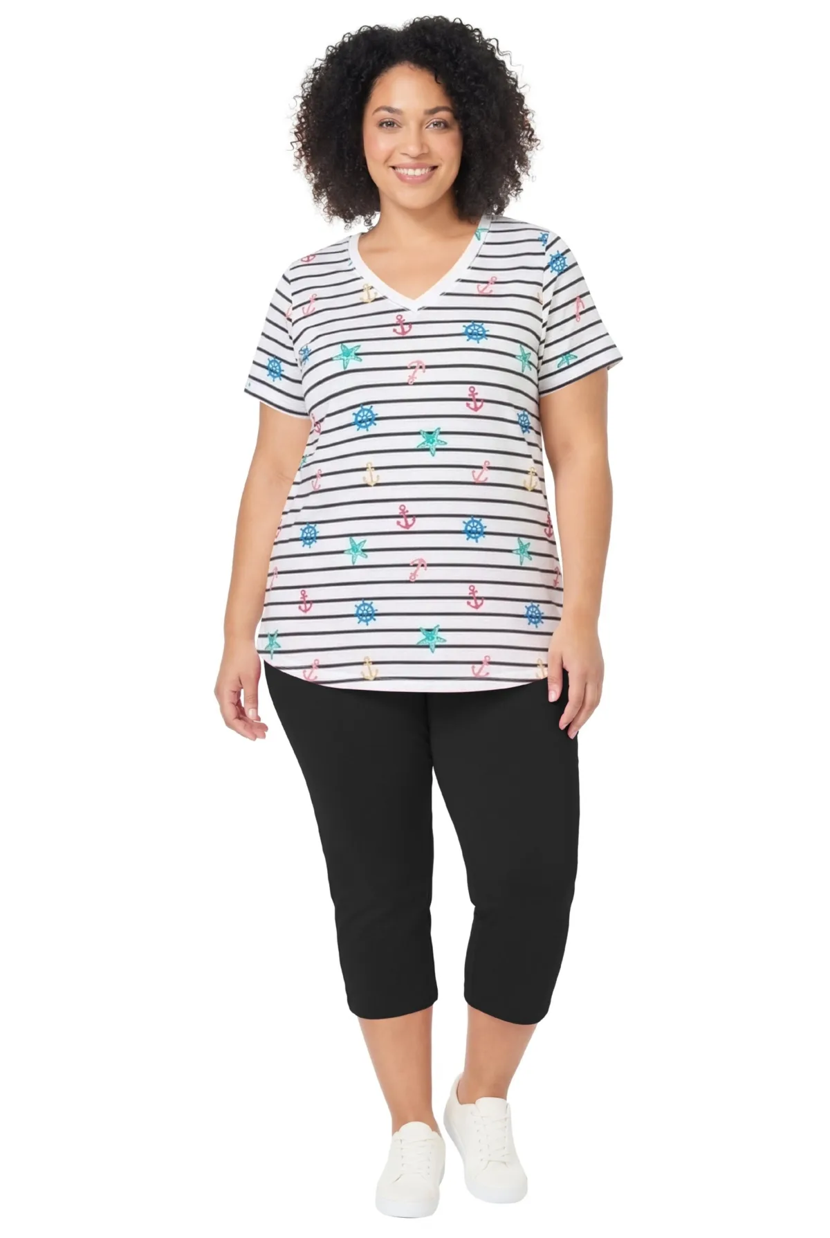 Within Two-Piece V-Neck Tunic & Capri Set by Woman Within