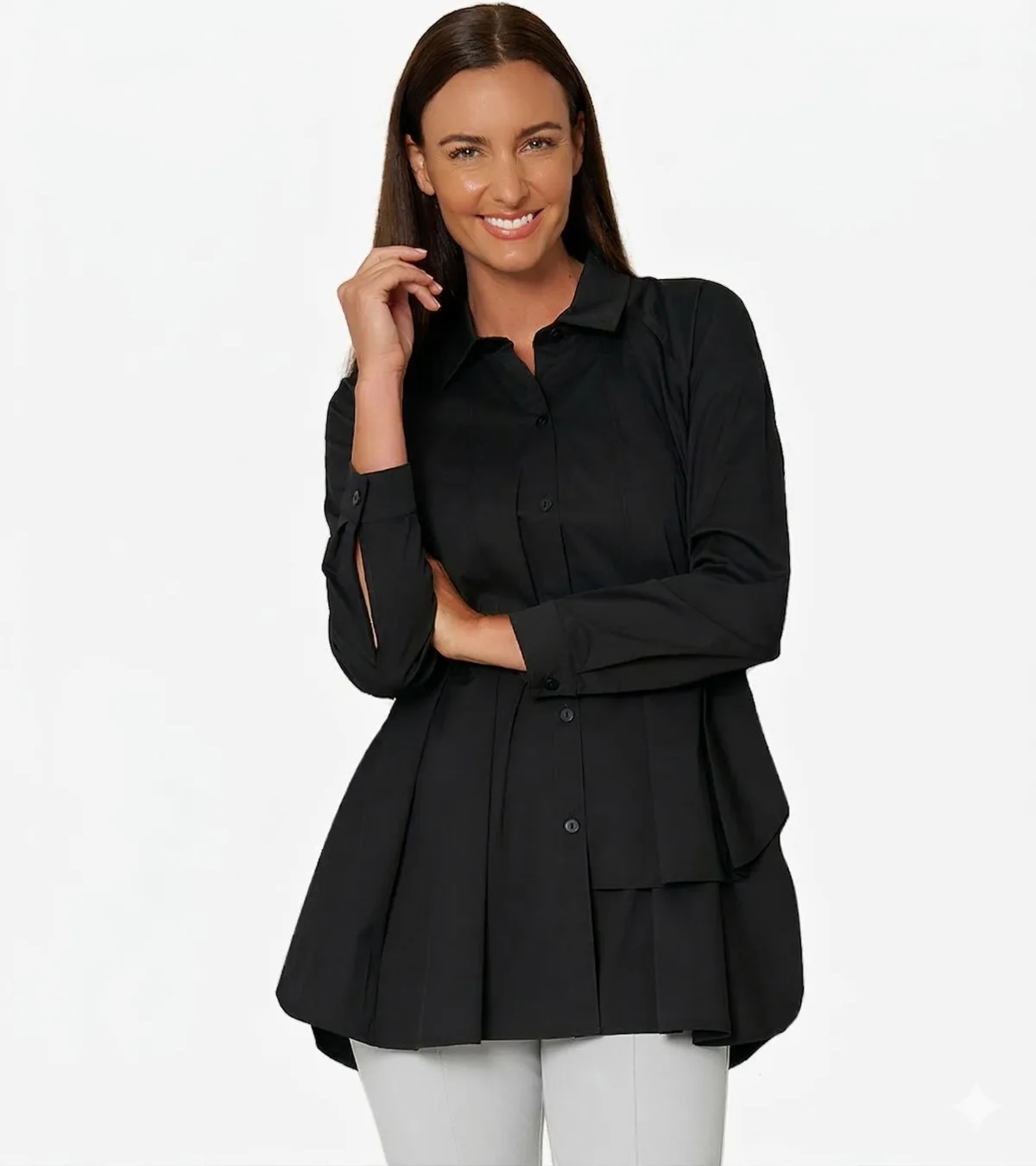 Button-Front Shirt Top Sensation Tunic by Stella Carakasi