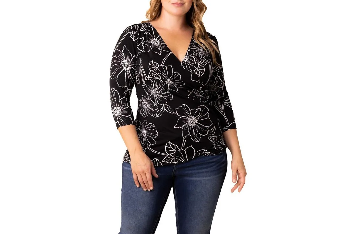 Femme Fatale Faux Wrap Top by Kiyonna