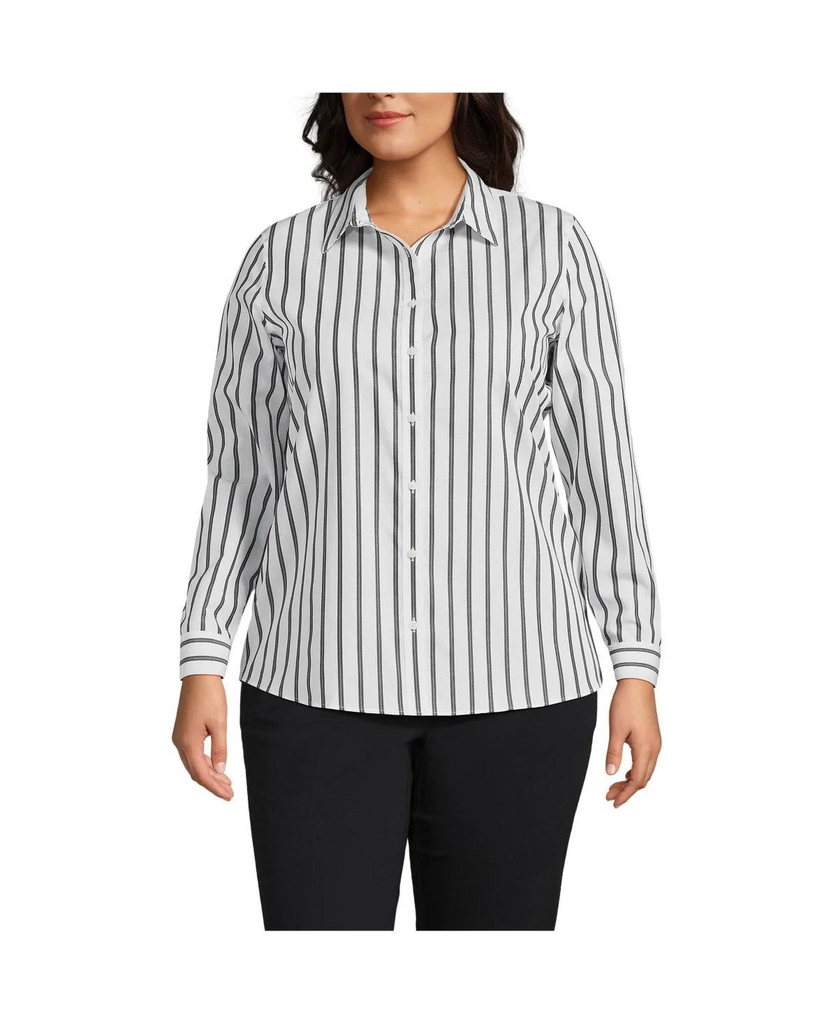 No Iron Button Front Shirt by Lands' End