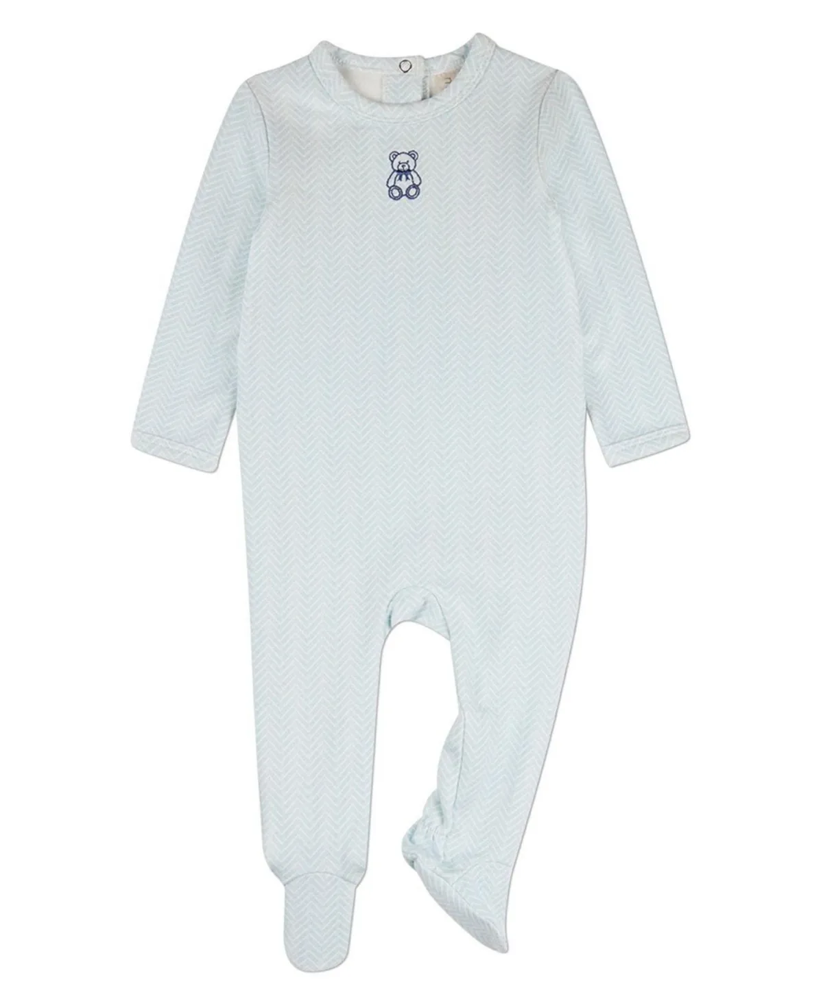 "Snuggly Bear" Chevron-Printed Cotton-Rich Footie by Memoi