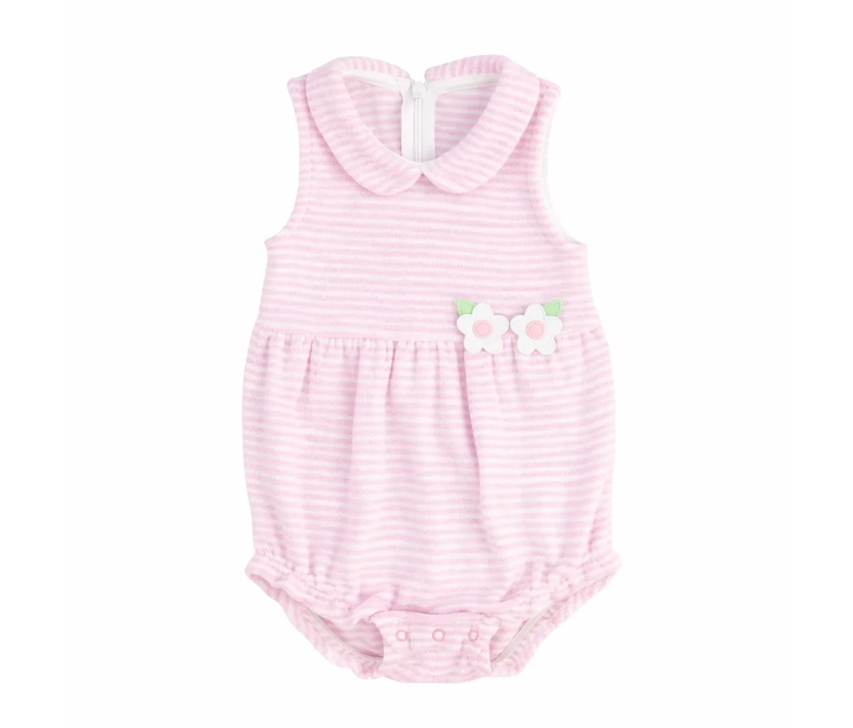 Stripe Terry Romper with Flowers by Florence Eiseman
