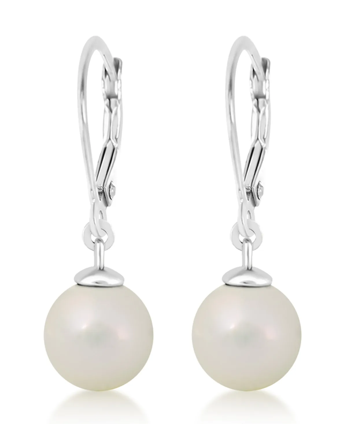 Pearl White Gold Palladium Plating Leverback Earring by Chanteur