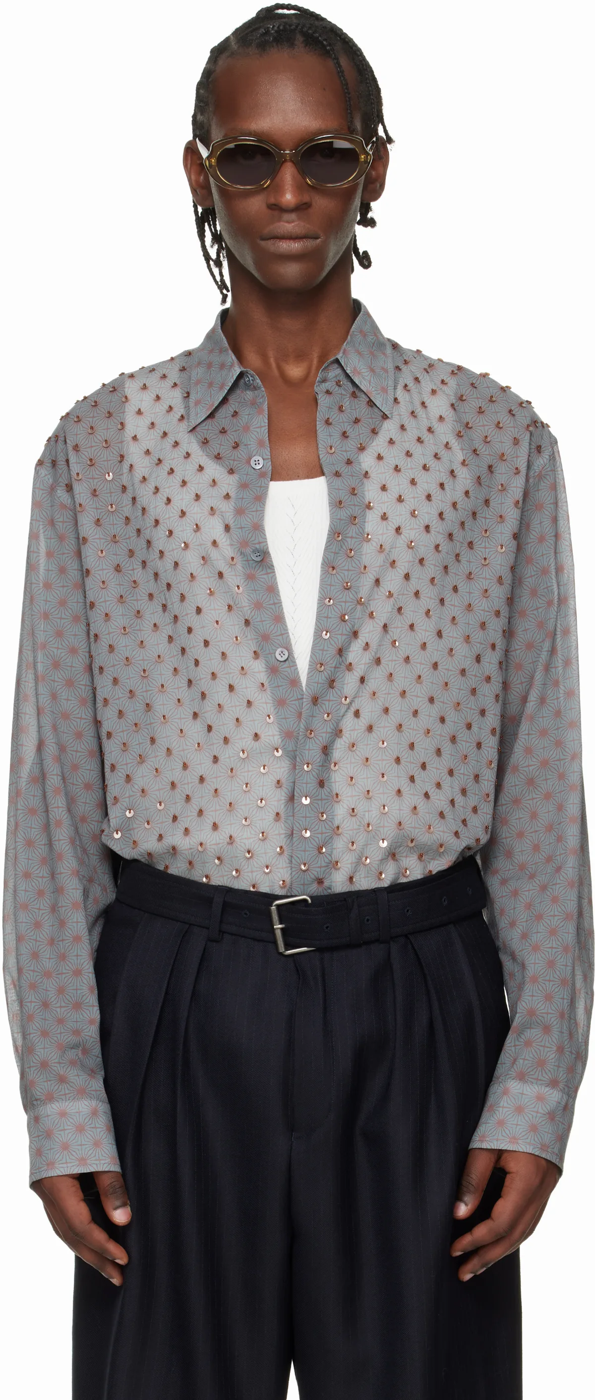 Gray Sequinned Shirt