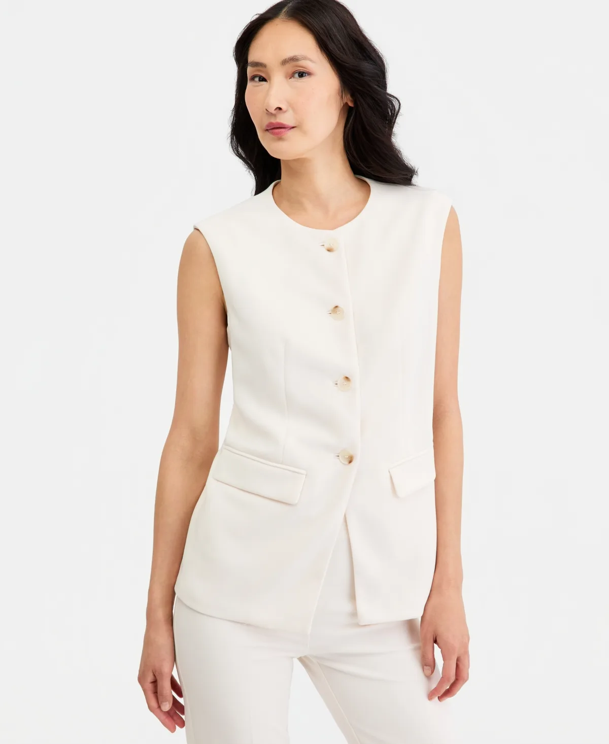 Four-Button Tailored Vest by Anne Klein