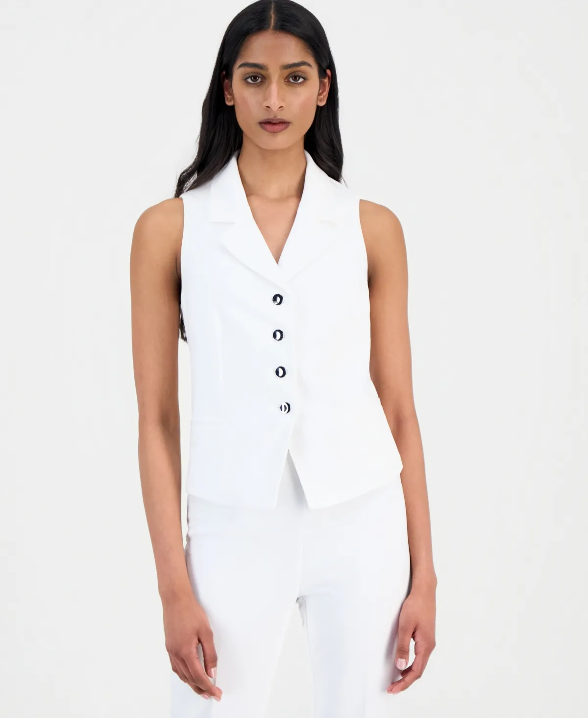 Four-Button Notch-Lapel Vest by Anne Klein