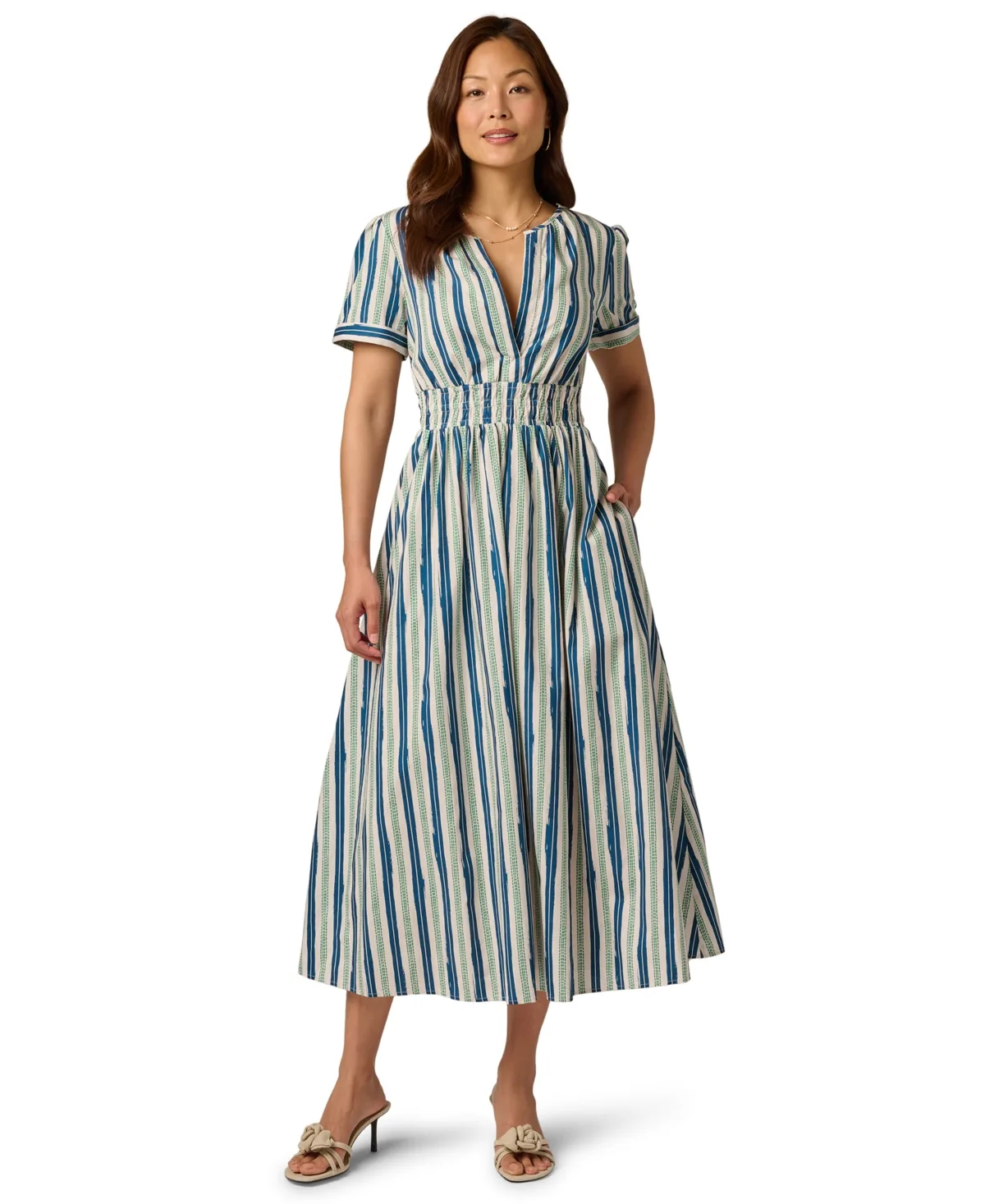 V-Neck Midi Dress by Adrianna Papell