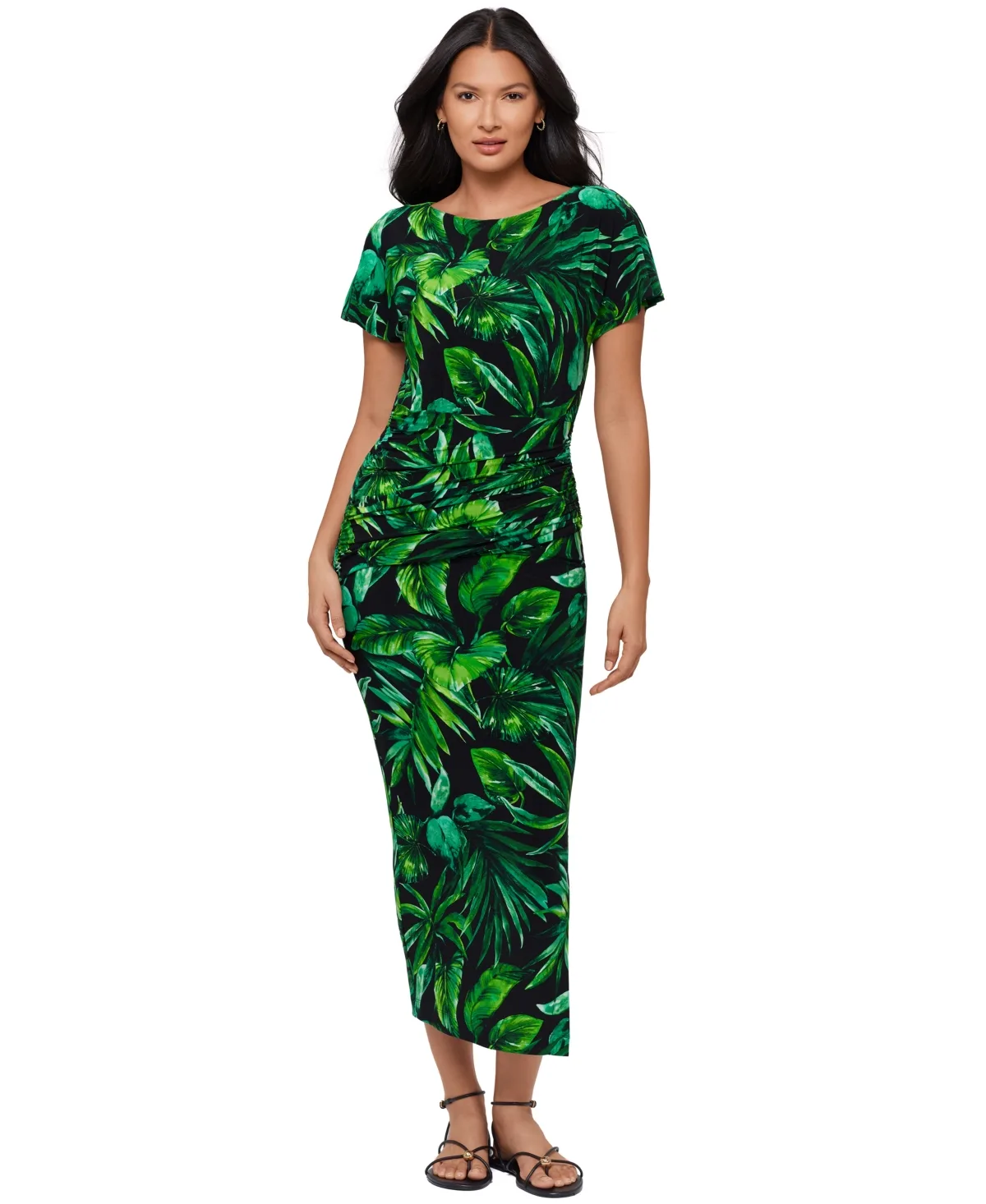 Verdure Printed Round Neck Dress by Body By Miraclesuit