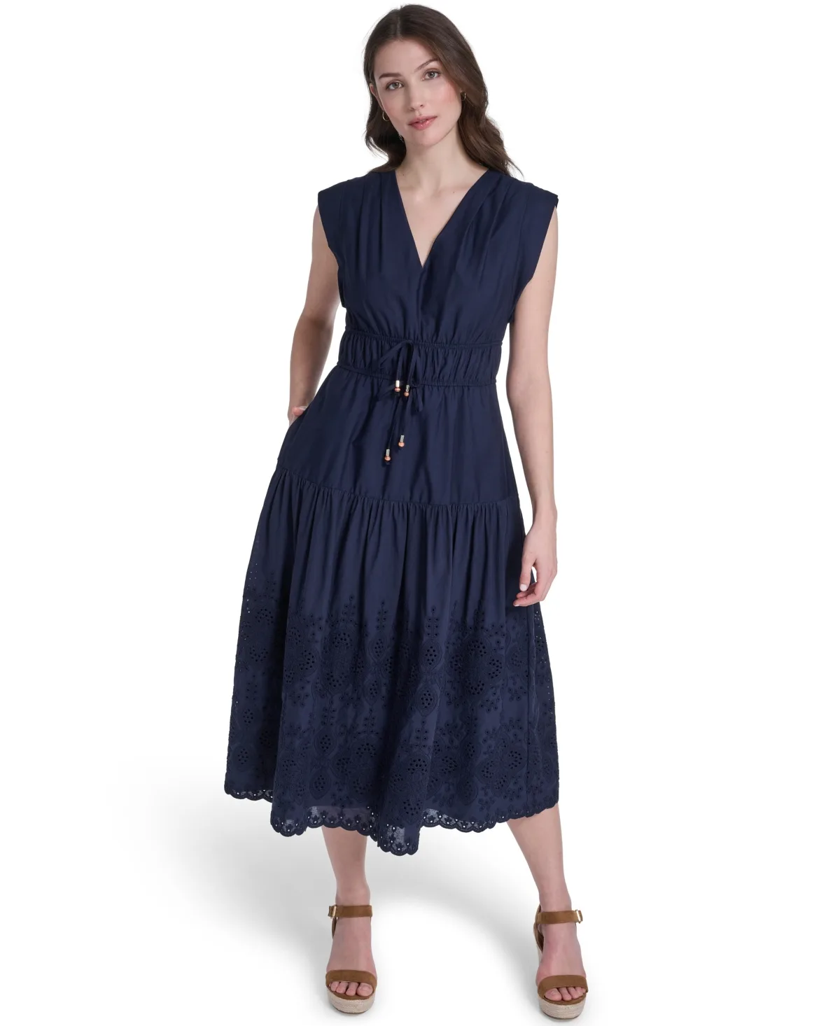 V-Neck Tiered Midi Dress by Eliza J