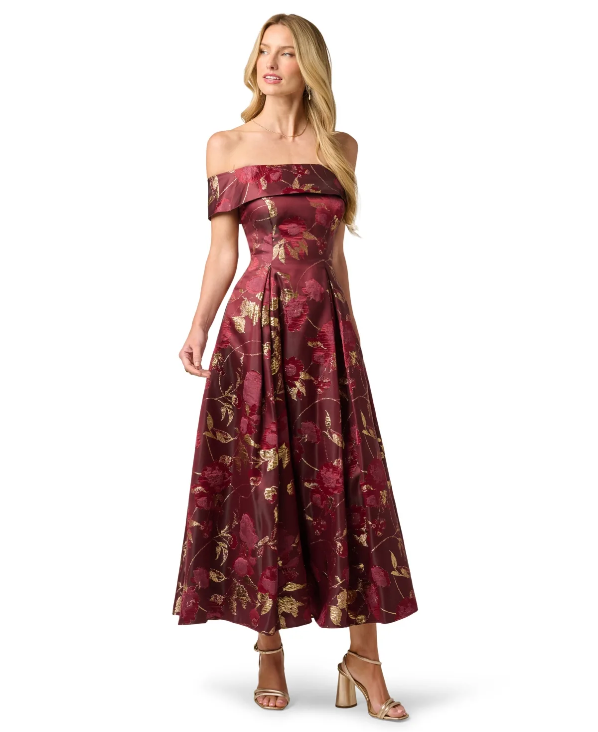 Printed Off-The-Shoulder Midi Dress by Adrianna Papell