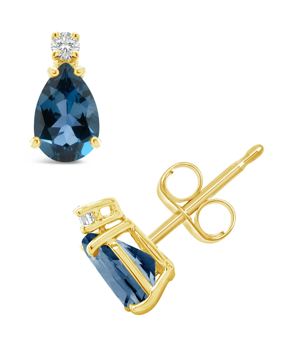 London Blue Topaz (1 ct. t.w.) and Diamond Accent Stud Earrings in 14K Yellow Gold or 14K White Gold by Macy's