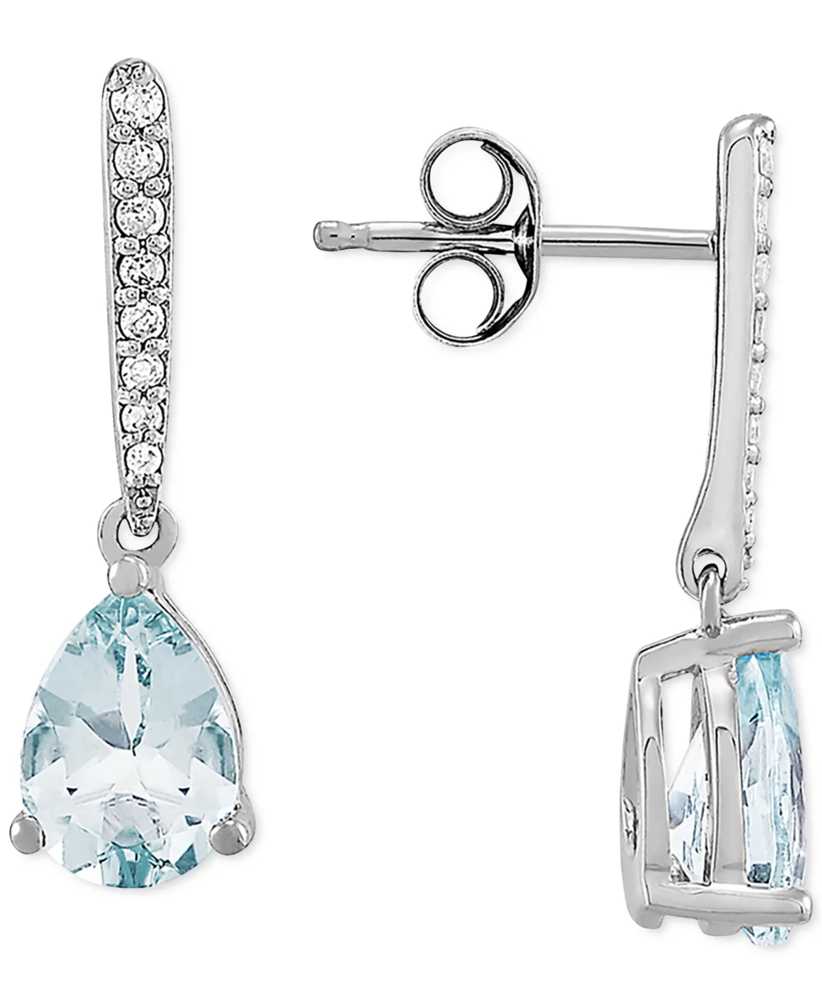 (1-1/5 ct. t.w.) & Diamond (1/10 ct. t.w.) Drop Earrings in 14k White Gold by Macy's