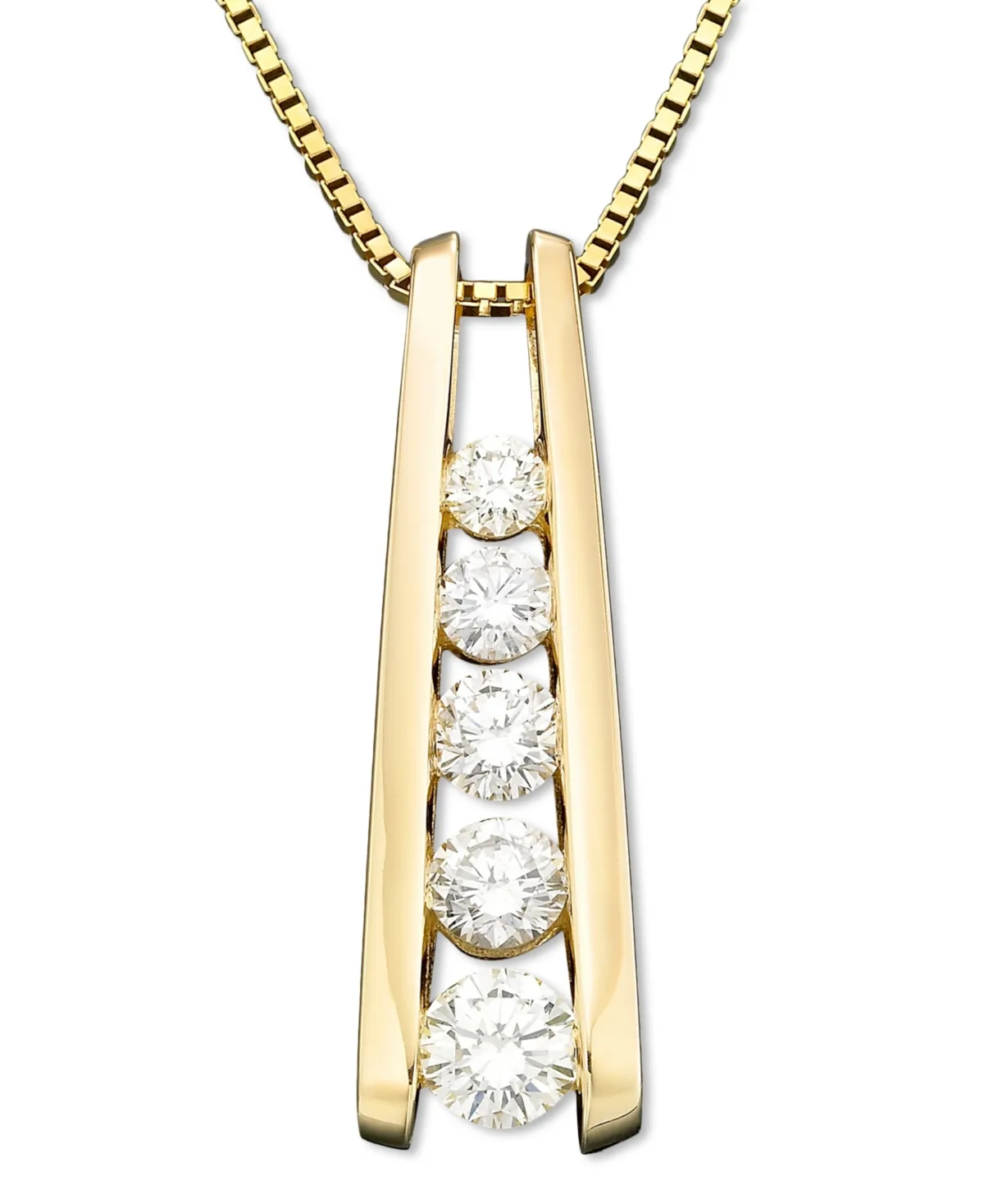Five-Stone Diamond Journey Pendant Necklace (1 ct. t.w.) in 14k Yellow or White Gold by Macy's
