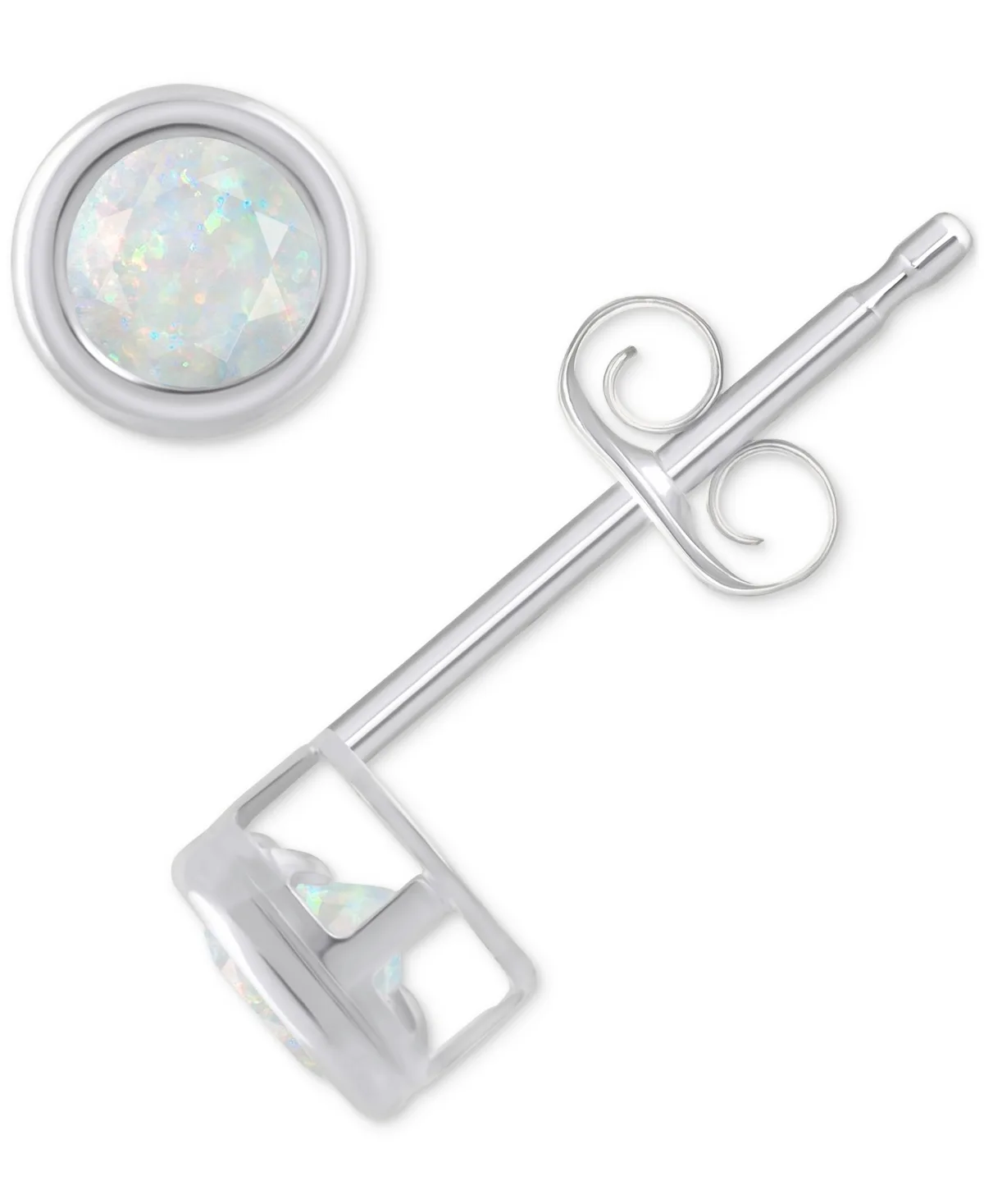 Gemstone Round Stud Earrings in 10k Yellow Gold or White Gold