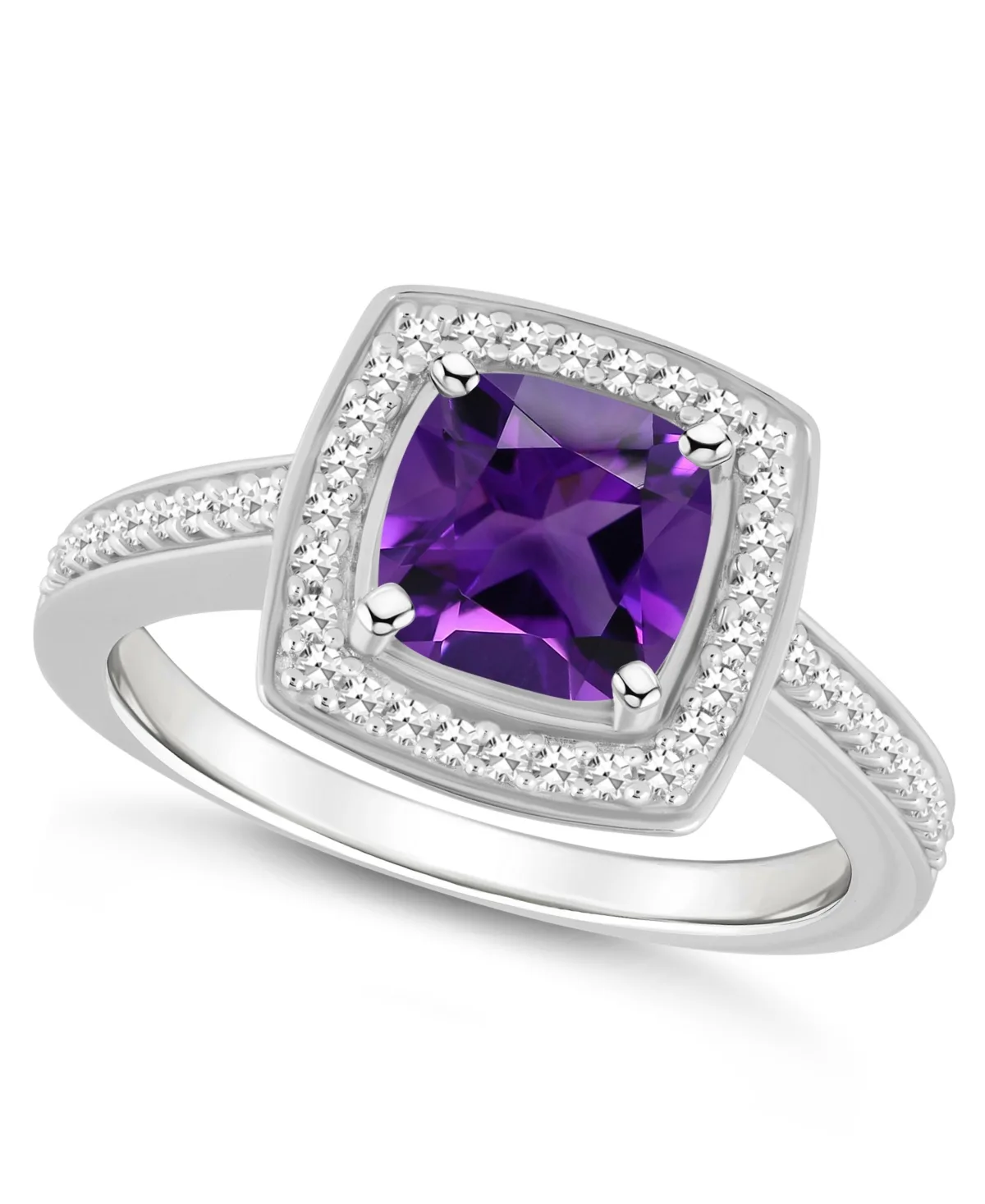 (1-1/2 ct. t.w.) and Diamond (1/4 ct. t.w.) Halo Ring in Sterling Silver by Macy's