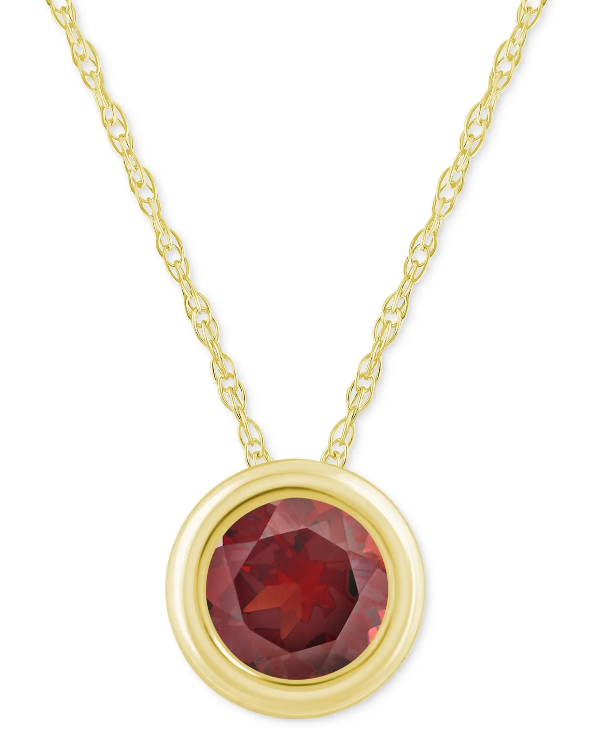 Gemstone Round 18" Pendant Necklace in 10k Yellow Gold by Macy's