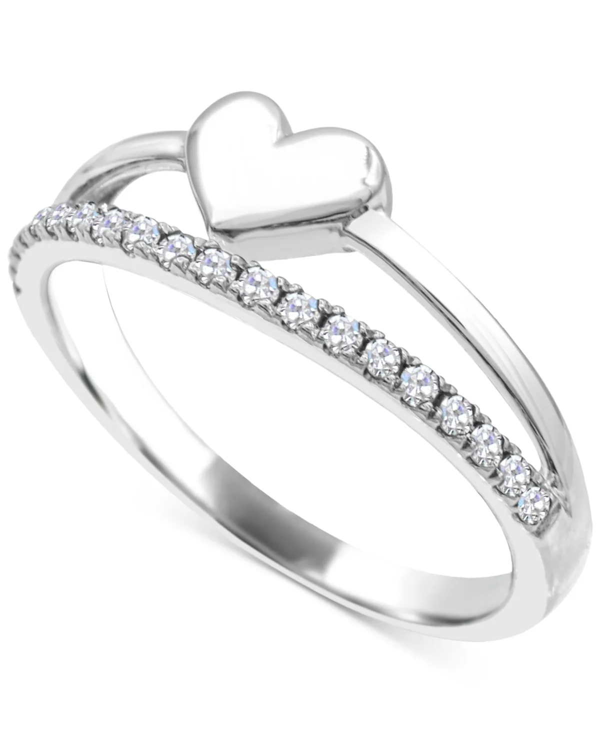 Topaz & Polished Heart Split Shank Ring (1/4 ct. t.w.) in Sterling Silver