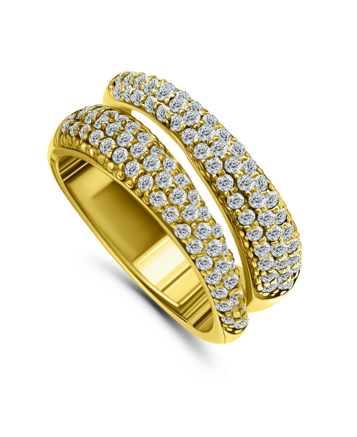 Pave Cubic Zirconia Band Ring in Silver Plate