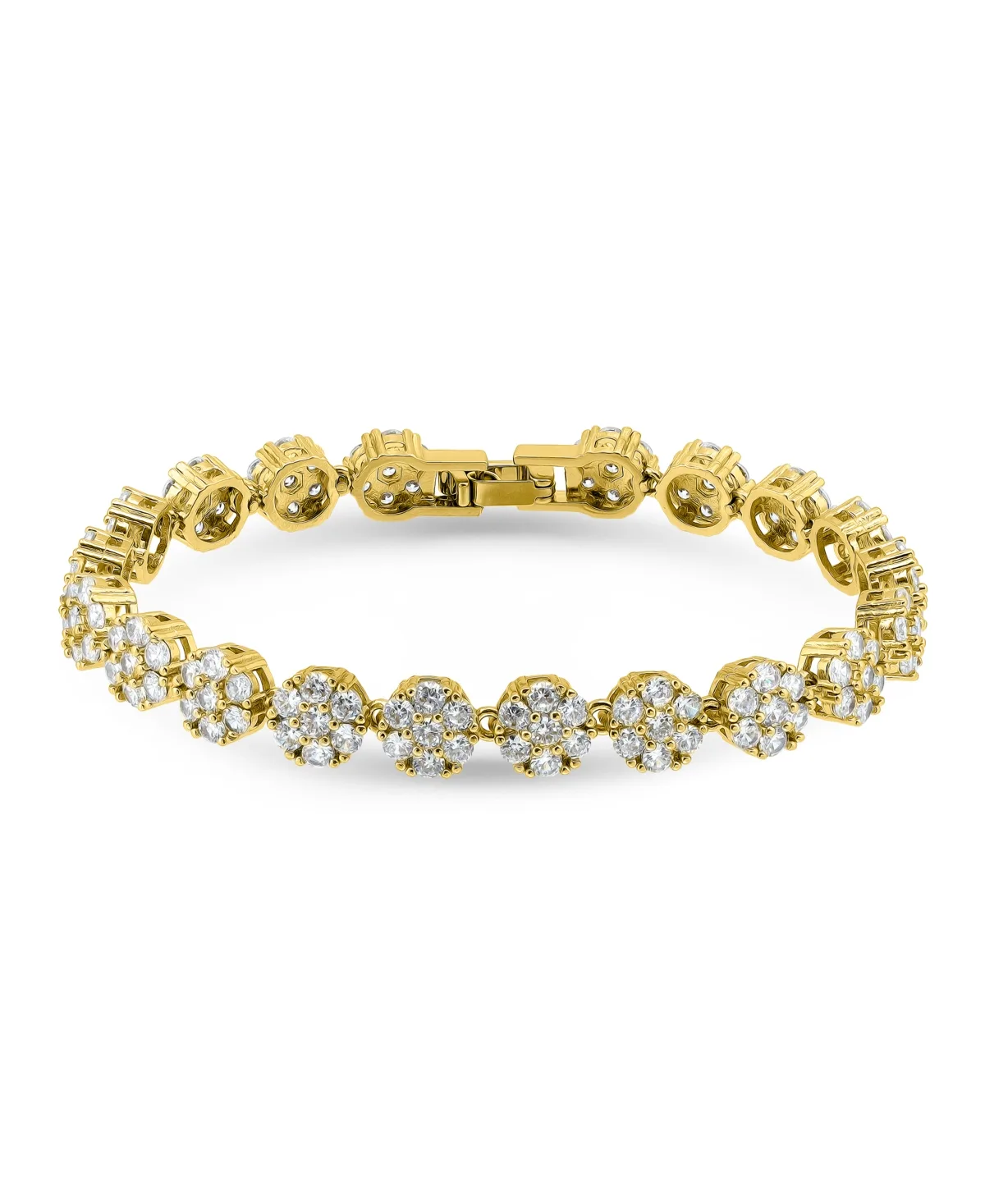 7 ct. t.w 2mm Round Cut Cubic Zirconia Stones Cluster Flower Link Bracelet by Macy's