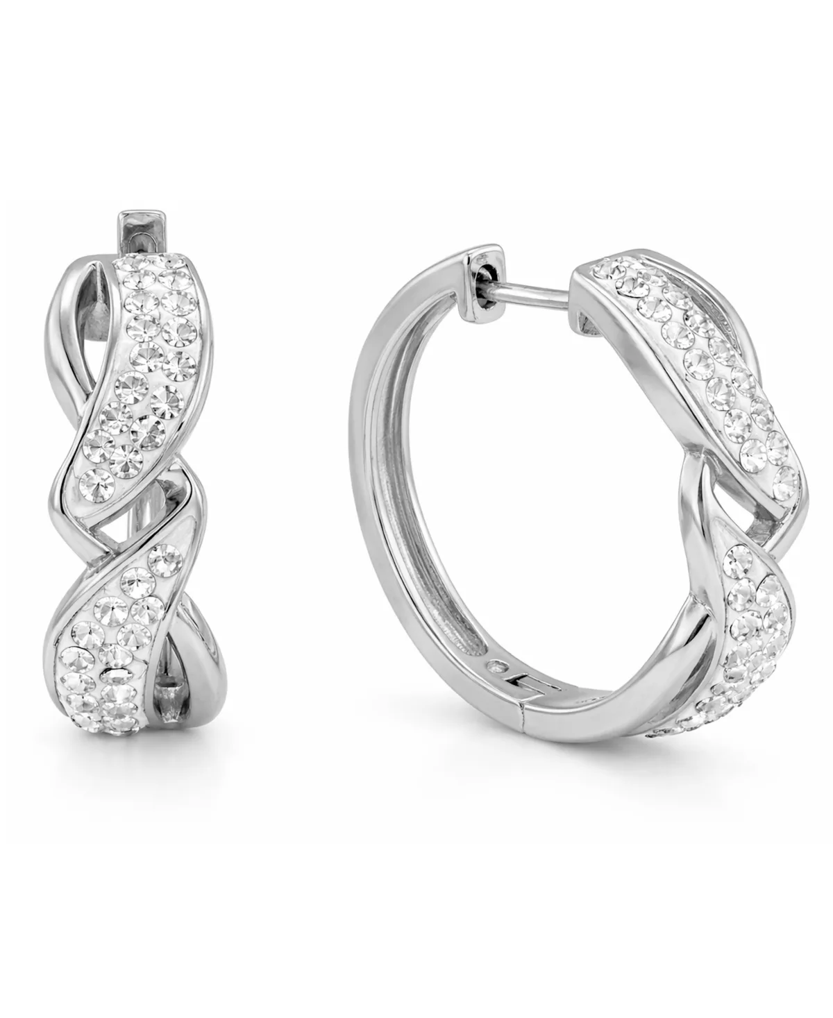 Crystal Twisted Hinged Hoop Earrings by And Now This