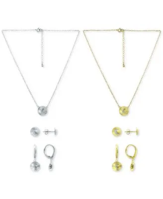 Cubic Zirconia Moon Disc Pendant Necklace Stud Drop Earrings Jewelry Collection by Giani Bernini
