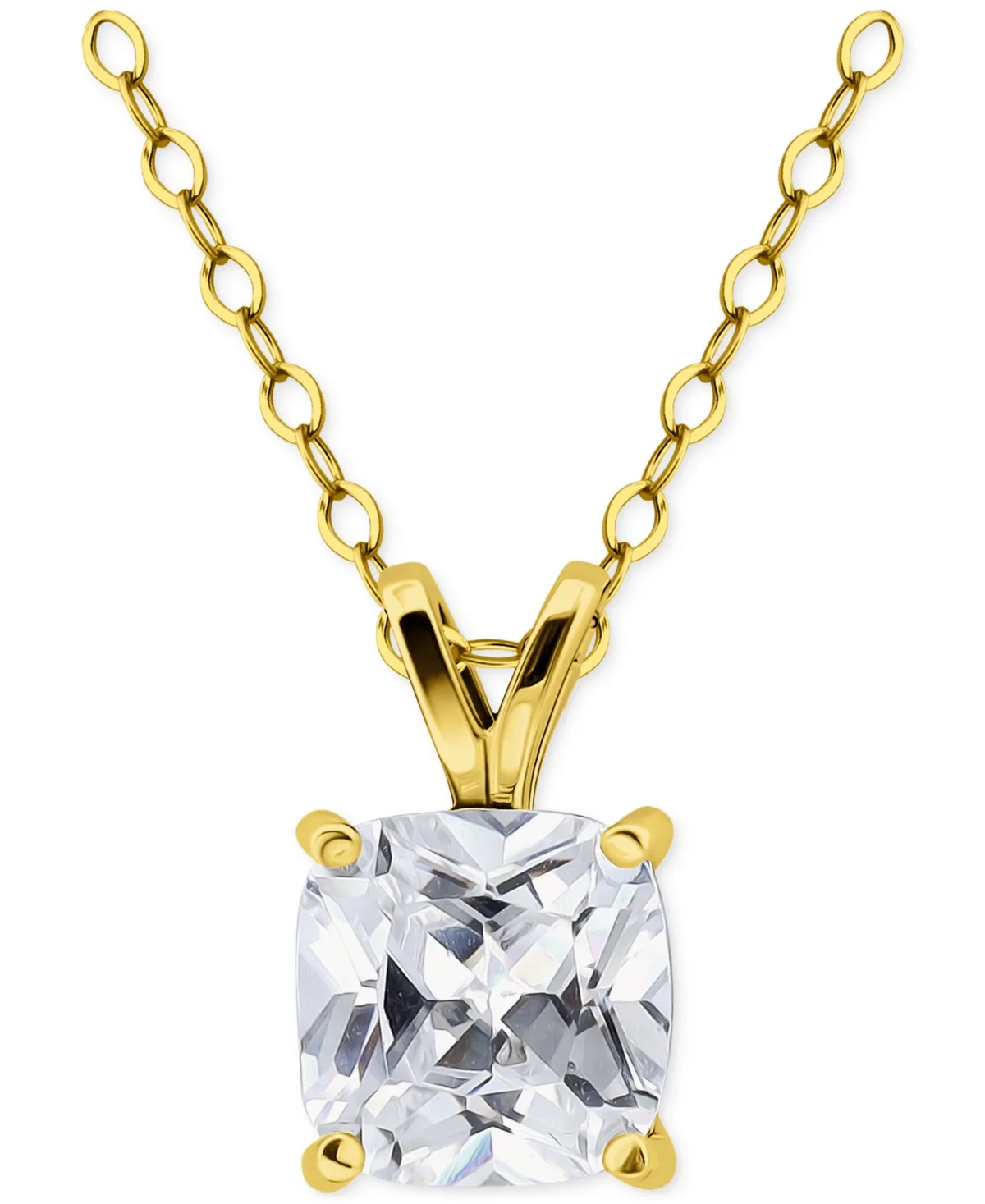 Cubic Zirconia Cushion Solitaire Pendant Necklace, 16" + 2" Extender by Giani Bernini