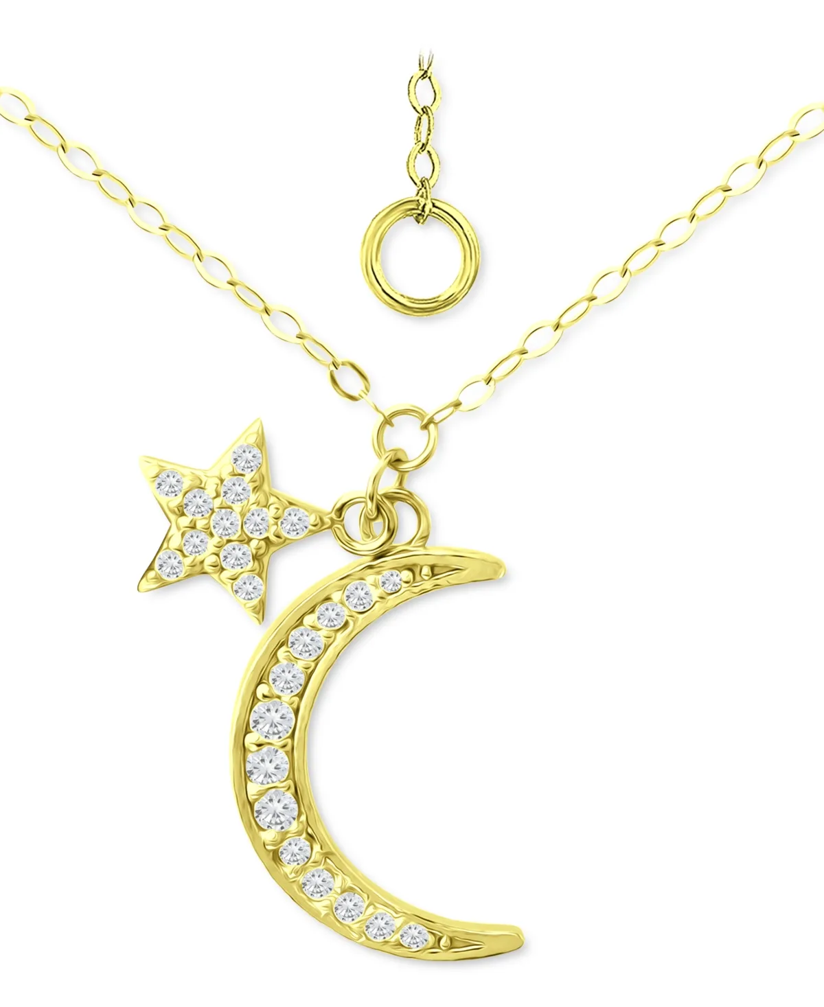 Cubic Zirconia Moon & Star Pendant Necklace, 16" + 2" Extender by Giani Bernini