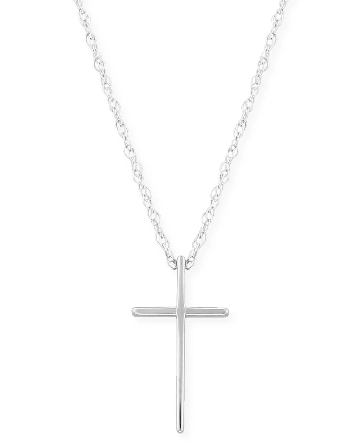 Solid Cross Necklace Set in 14k Yellow, White or Rose Gold by Macy's