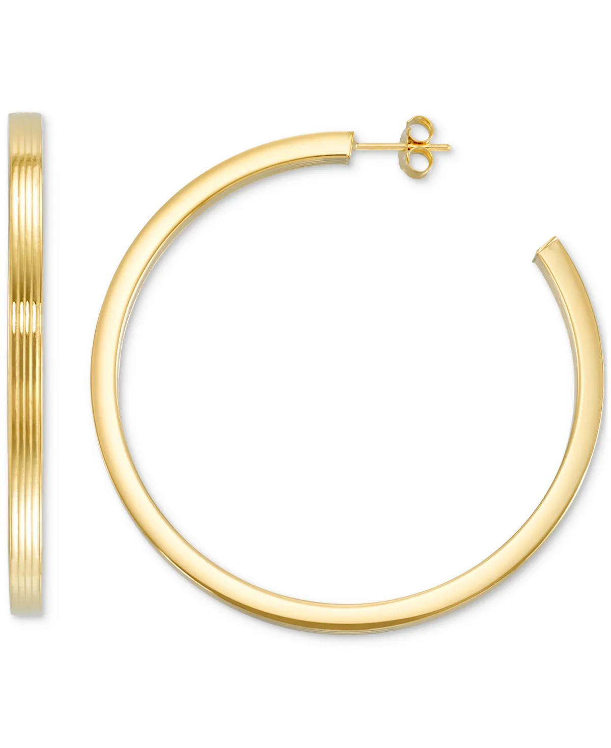 Textured C-Hoop Earrings in 14k Gold Vermeil Over Sterling Silver, 2-1/4" by Macy's
