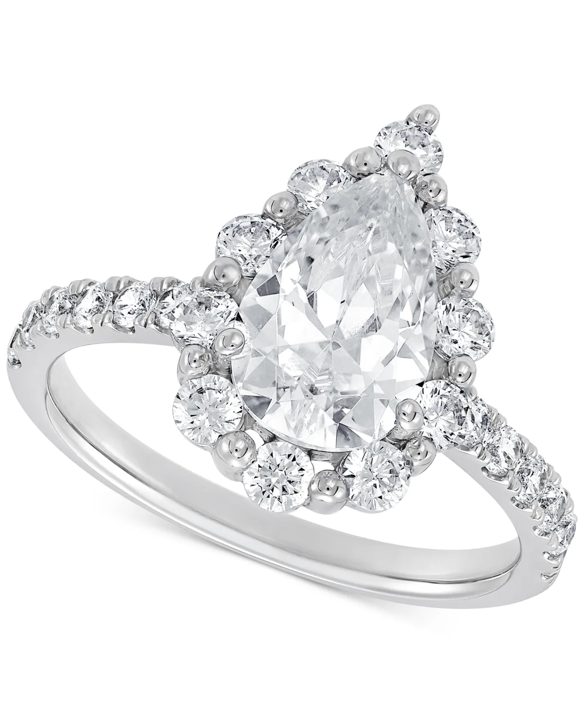 Grown with Love Igi Certified Lab Grown Diamond Pear-Cut Halo Engagement Ring (3 ct. t.w.) in 14k White Gold