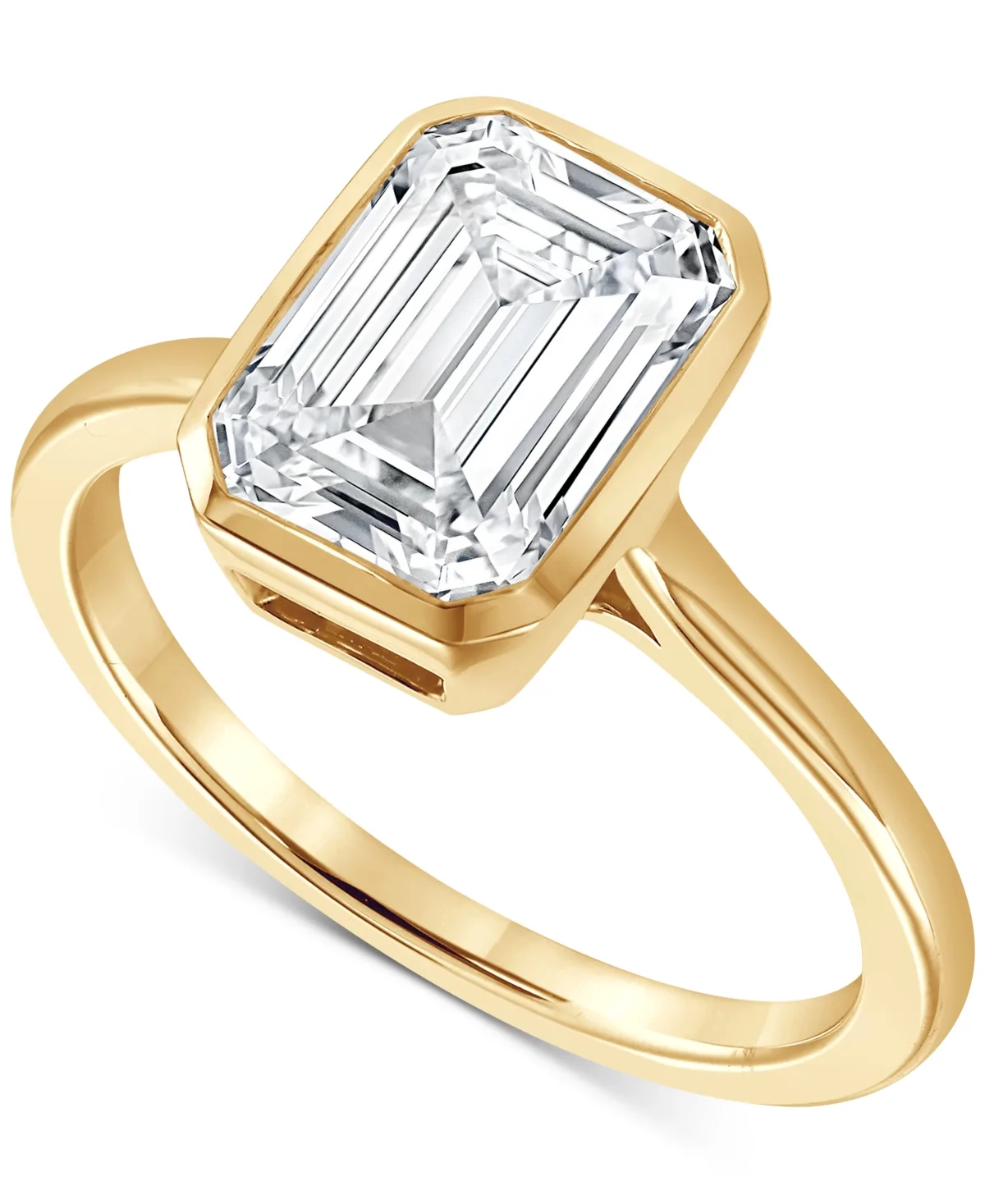 Badgley Mischka Certified Lab Grown Diamond Emerald-Cut Bezel Solitaire Engagement Ring (3 ct. t.w.) in 14k Gold by Macy's