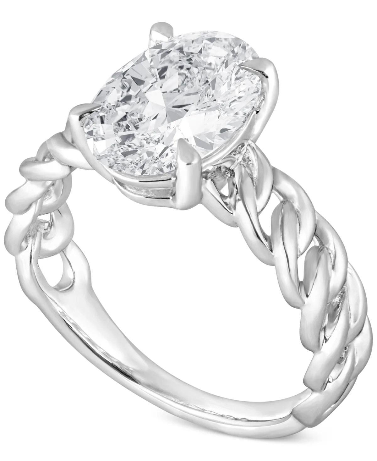 Badgley Mischka Certified Lab Grown Diamond Oval Chain Link Solitaire Engagement Ring (3 ct. t.w.) in 14k Gold by Macy's