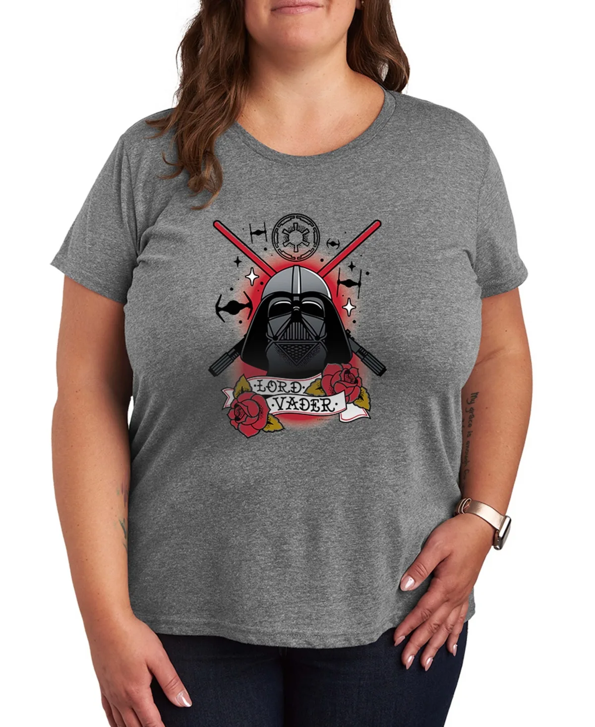 Star Wars Darth Vader Traditional Tattoo Short-Sleeve Graphic T-Shirt by Hybrid Apparel