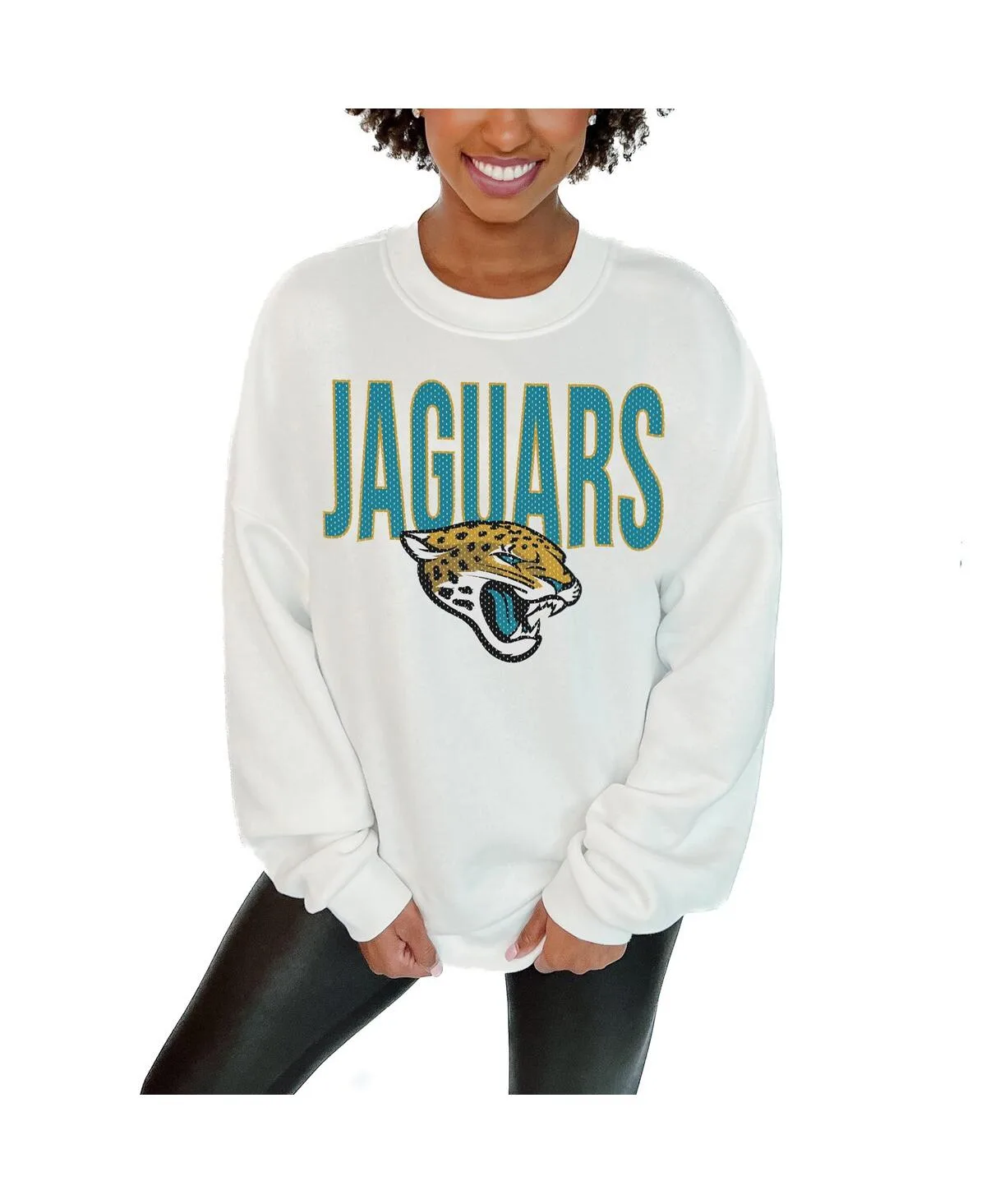 Jacksonville Jaguars Just Go with It Oversized Long Sleeve Crewneck Sweatshirt