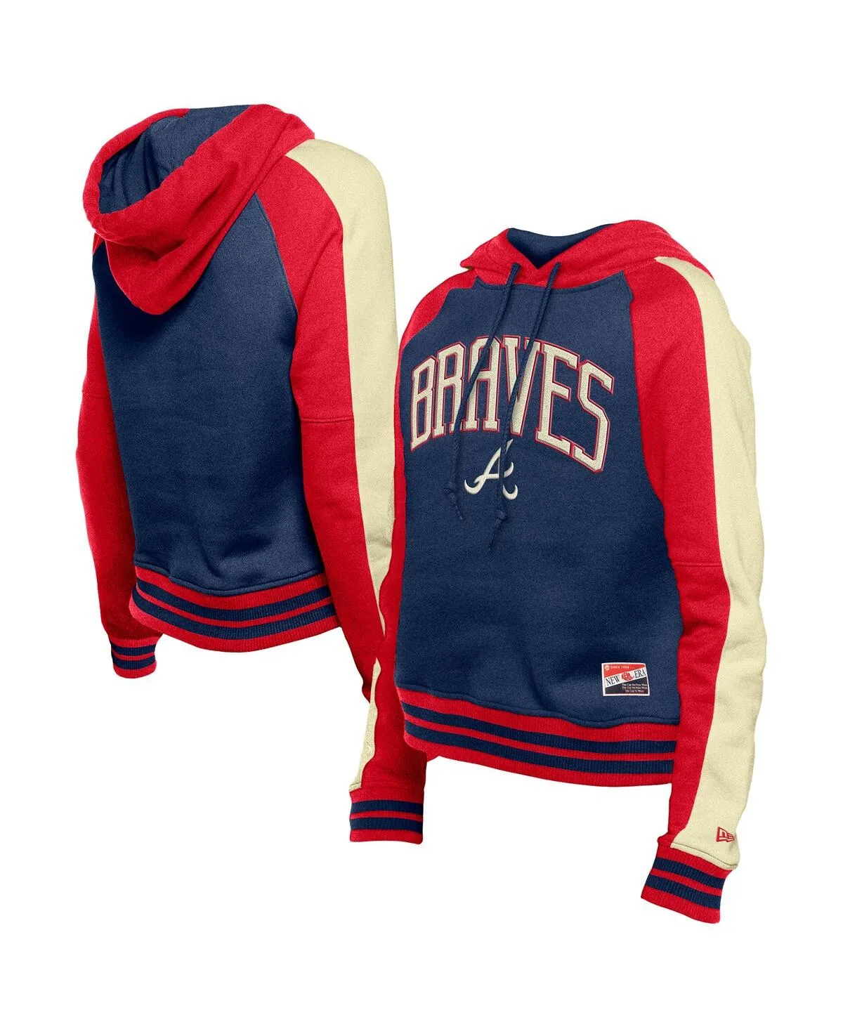 Atlanta Braves Cooperstown Collection Cropped Raglan Pullover Hoodie by New Era