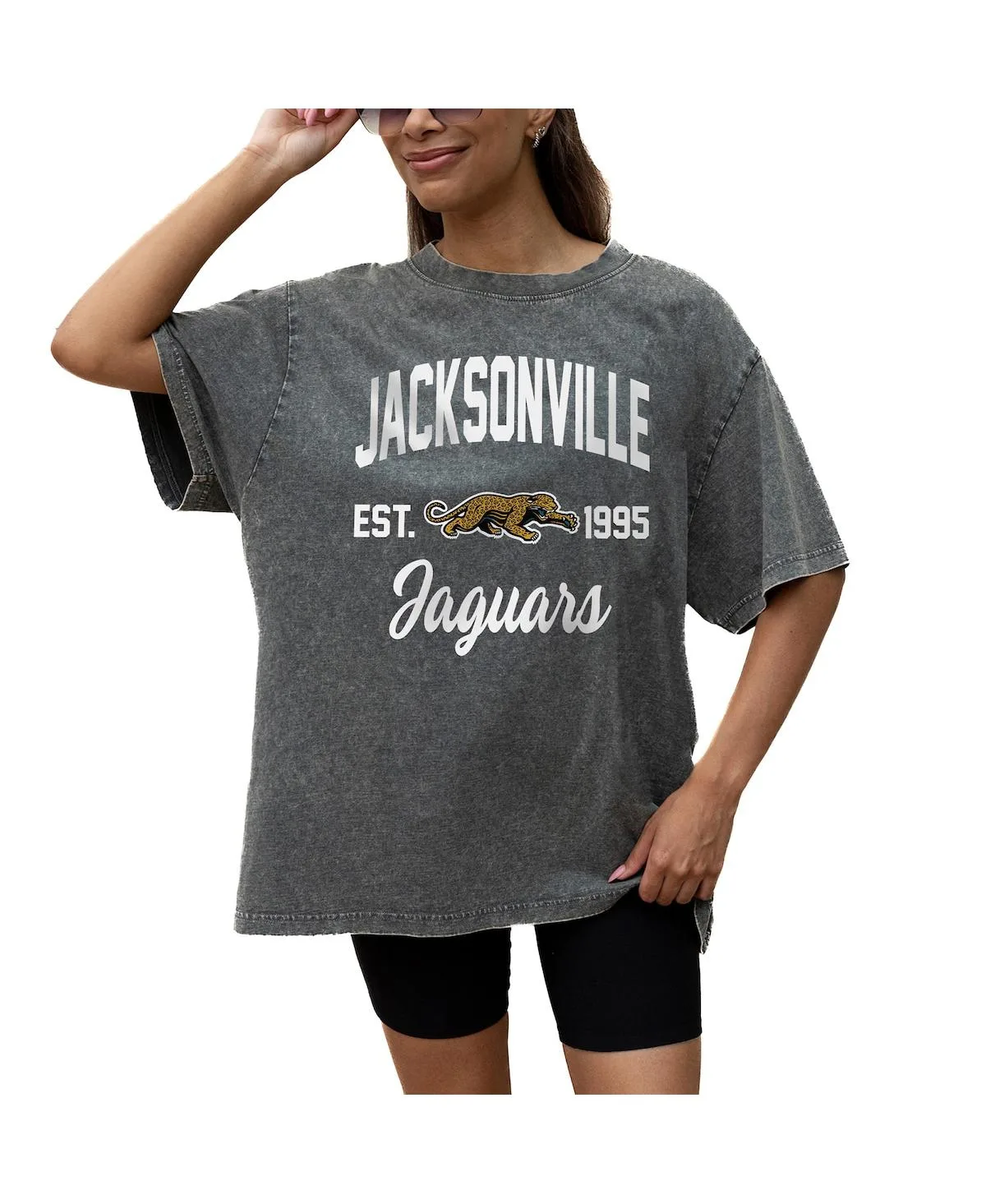 Jacksonville Jaguars Throwback Oversized Snow Wash T-Shirt by Gameday Couture
