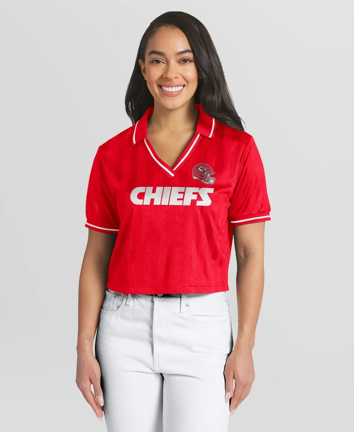Kansas City Chiefs Cropped Jersey Polo Shirt by Wear By Erin Andrews