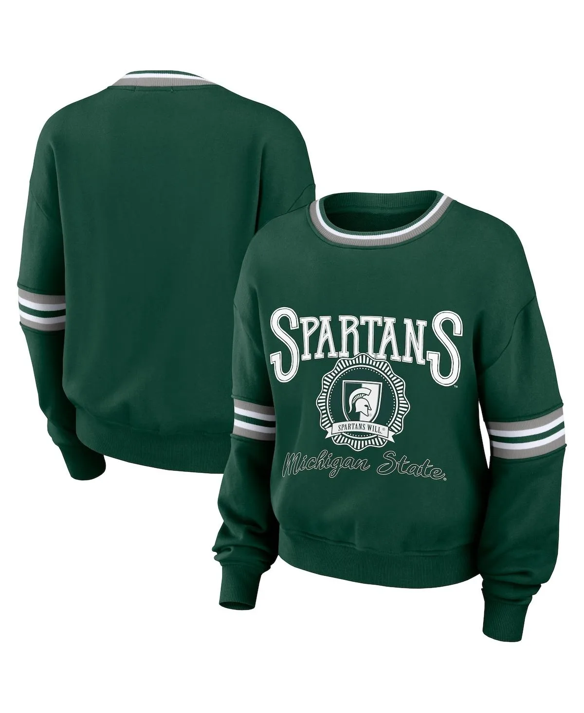 Distressed Michigan State Spartans Vintage-Like Pullover Sweatshirt by Wear By Erin Andrews