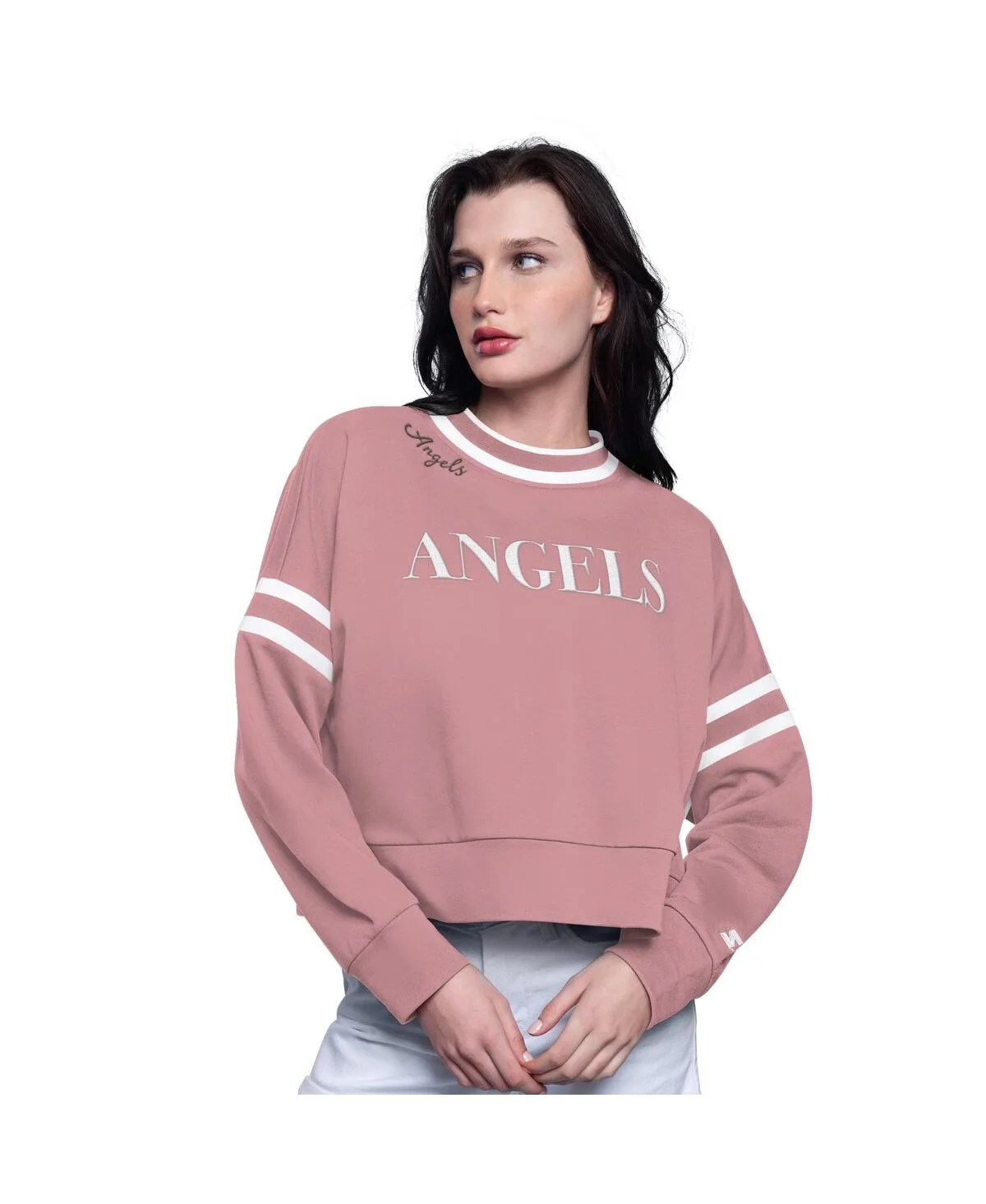 Los Angeles Angels Power Play Cropped Pullover Sweatshirt by Starter