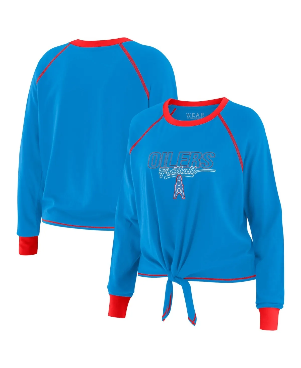 Houston Oilers Tie-Front Long Sleeve T-Shirt by Wear By Erin Andrews
