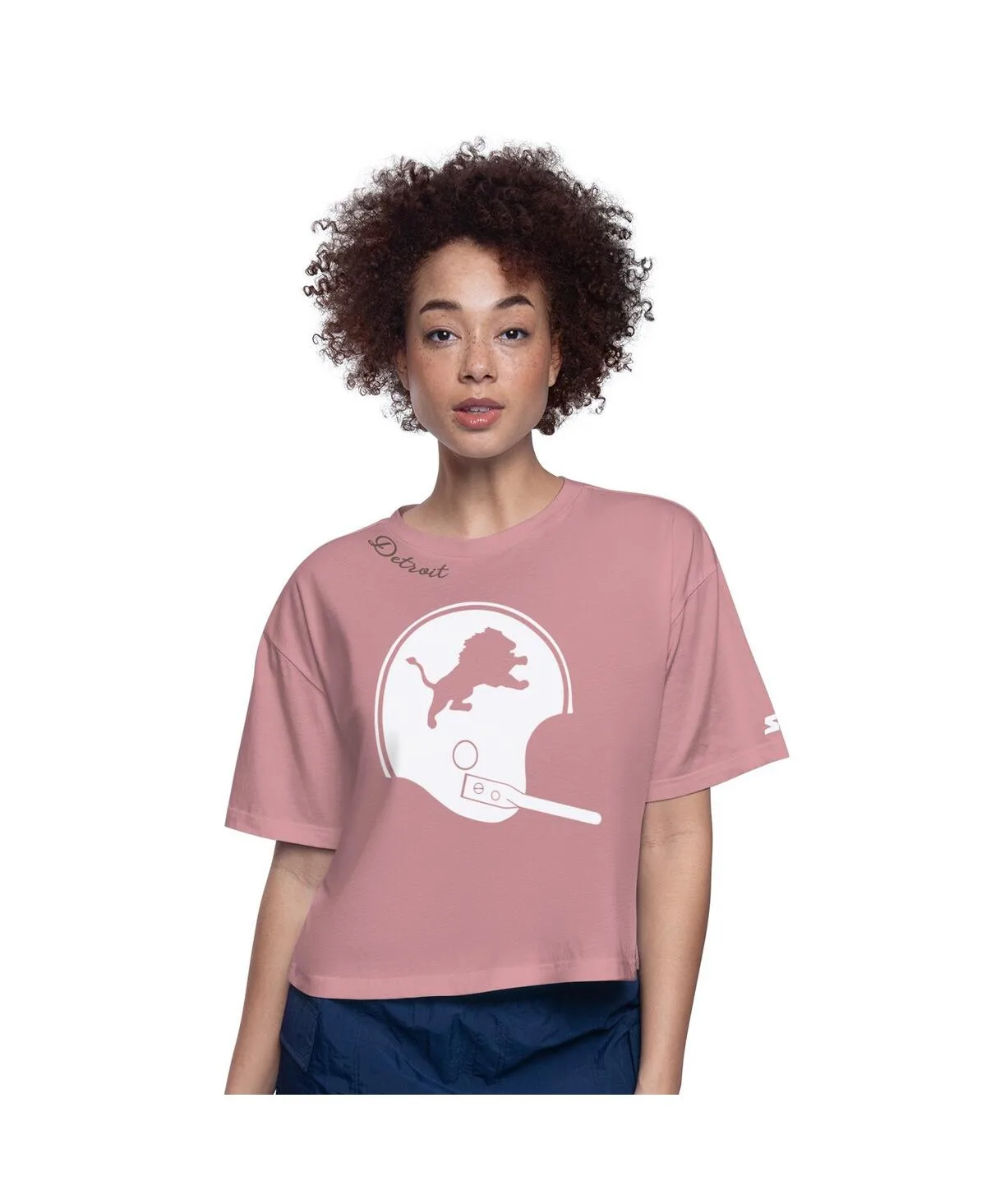 Detroit Lions Play the Ball Boxy Cropped T-Shirt by Starter