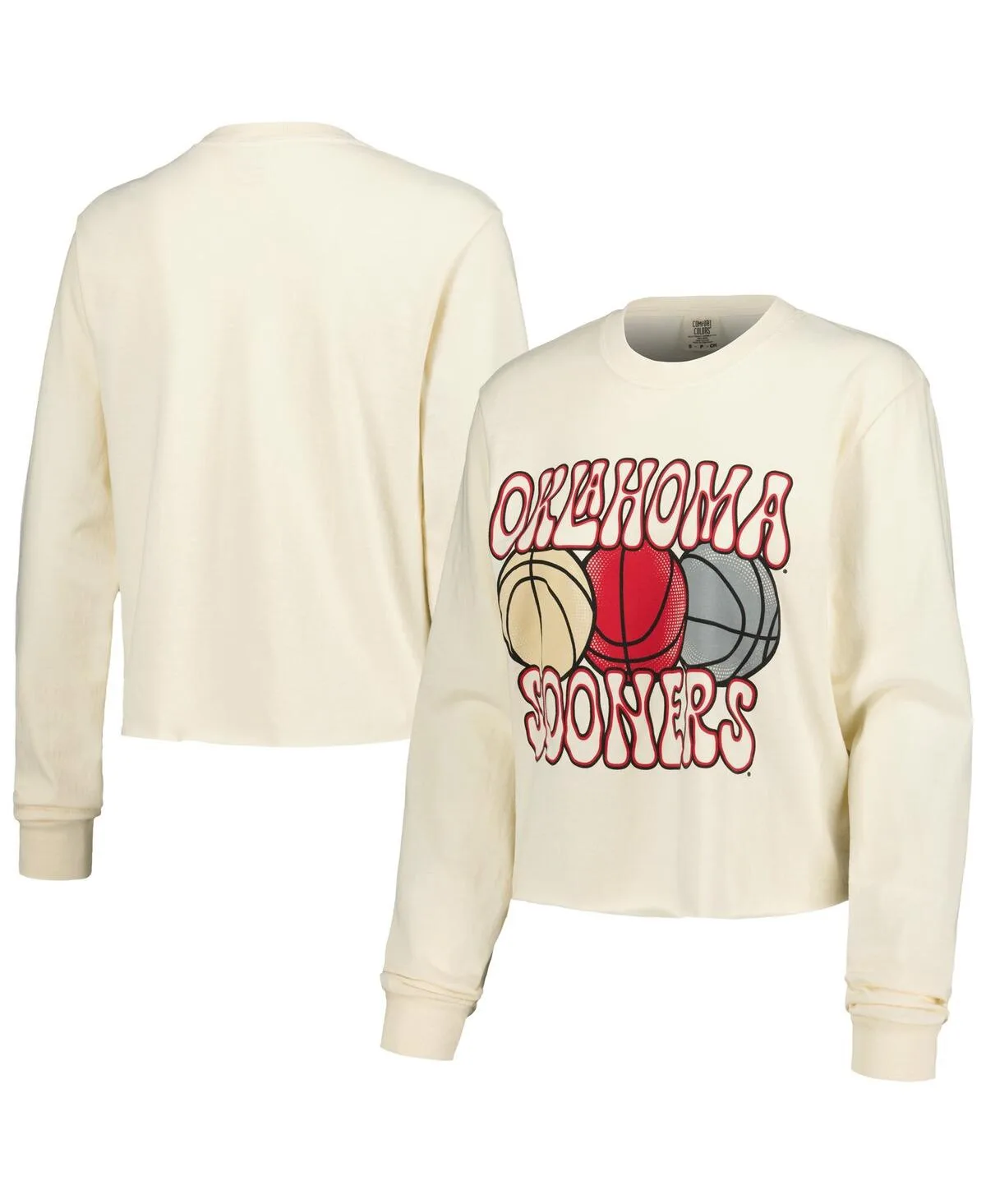 Oklahoma Sooners Comfort Colors Basketball Cropped Long Sleeve T-Shirt by Image One