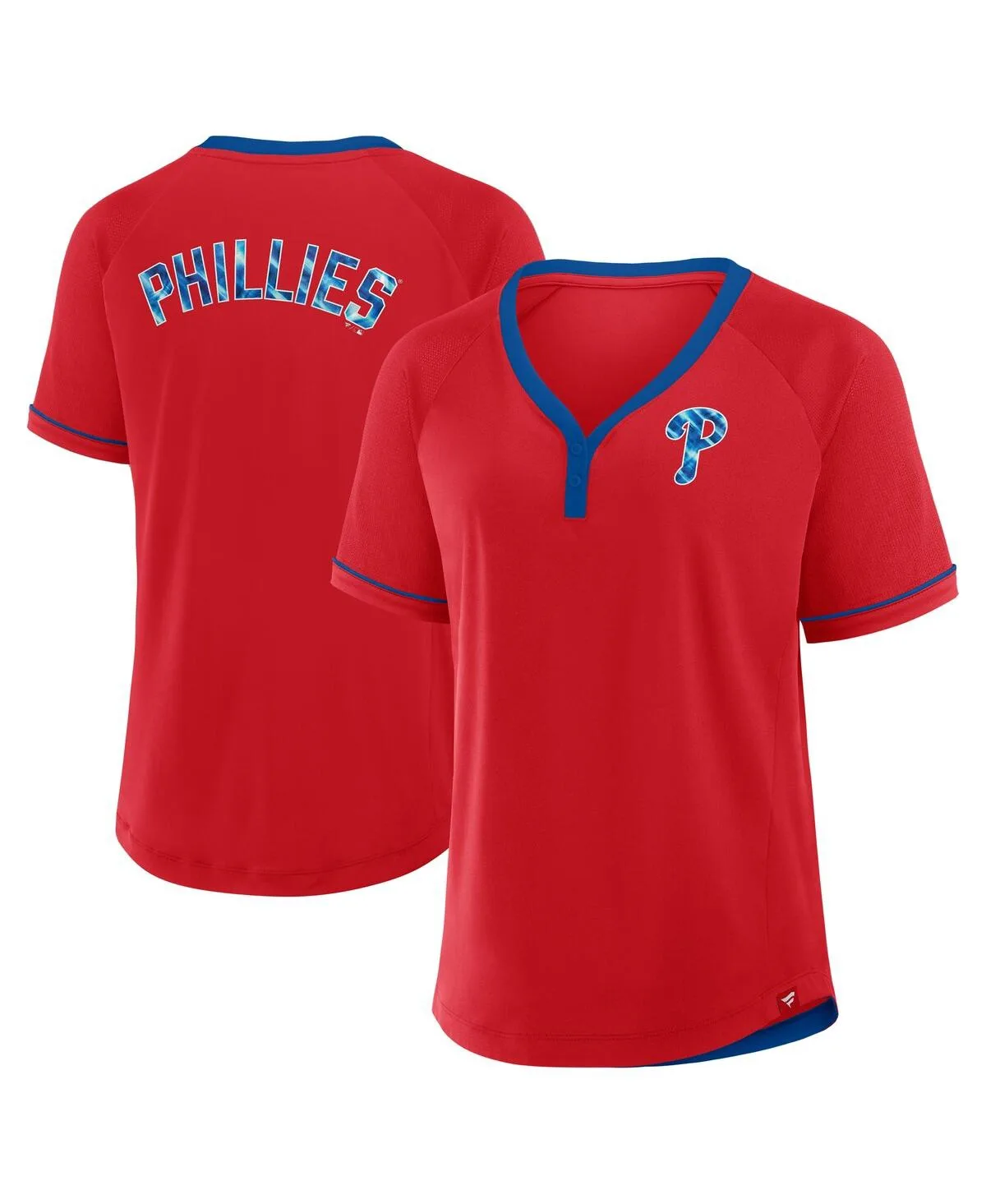 Philadelphia Phillies League Diva Star Raglan V-Neck T-Shirt by Fanatics